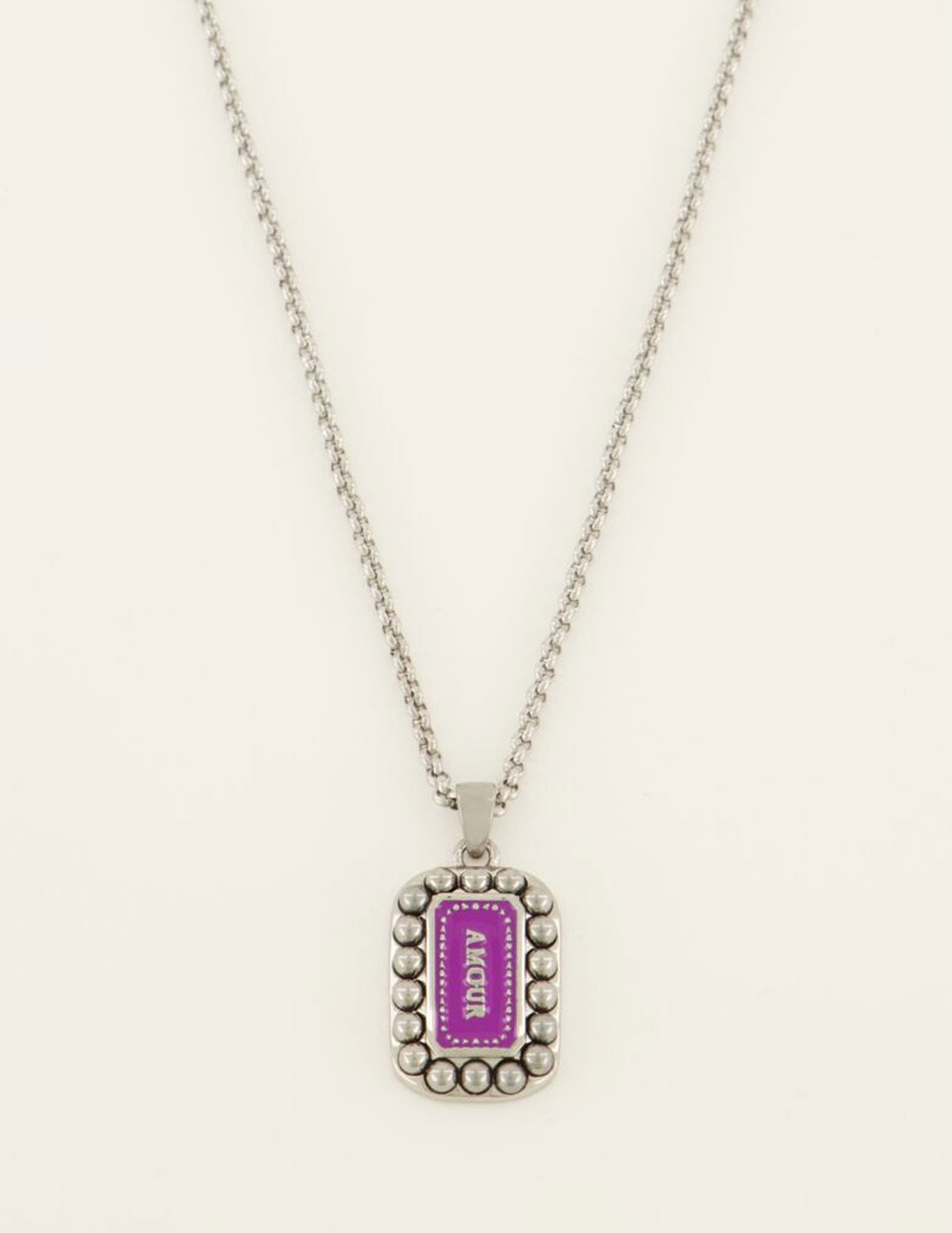My Jewellery Ketting Bold spirit paarse amour bedel MJ07824 Zilver