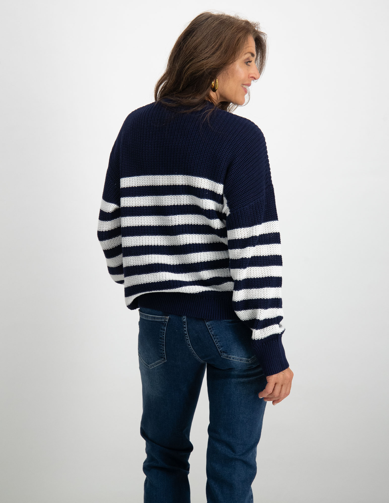 FREE|QUENT Vest Iben gestreept 202668 Donker blauw
