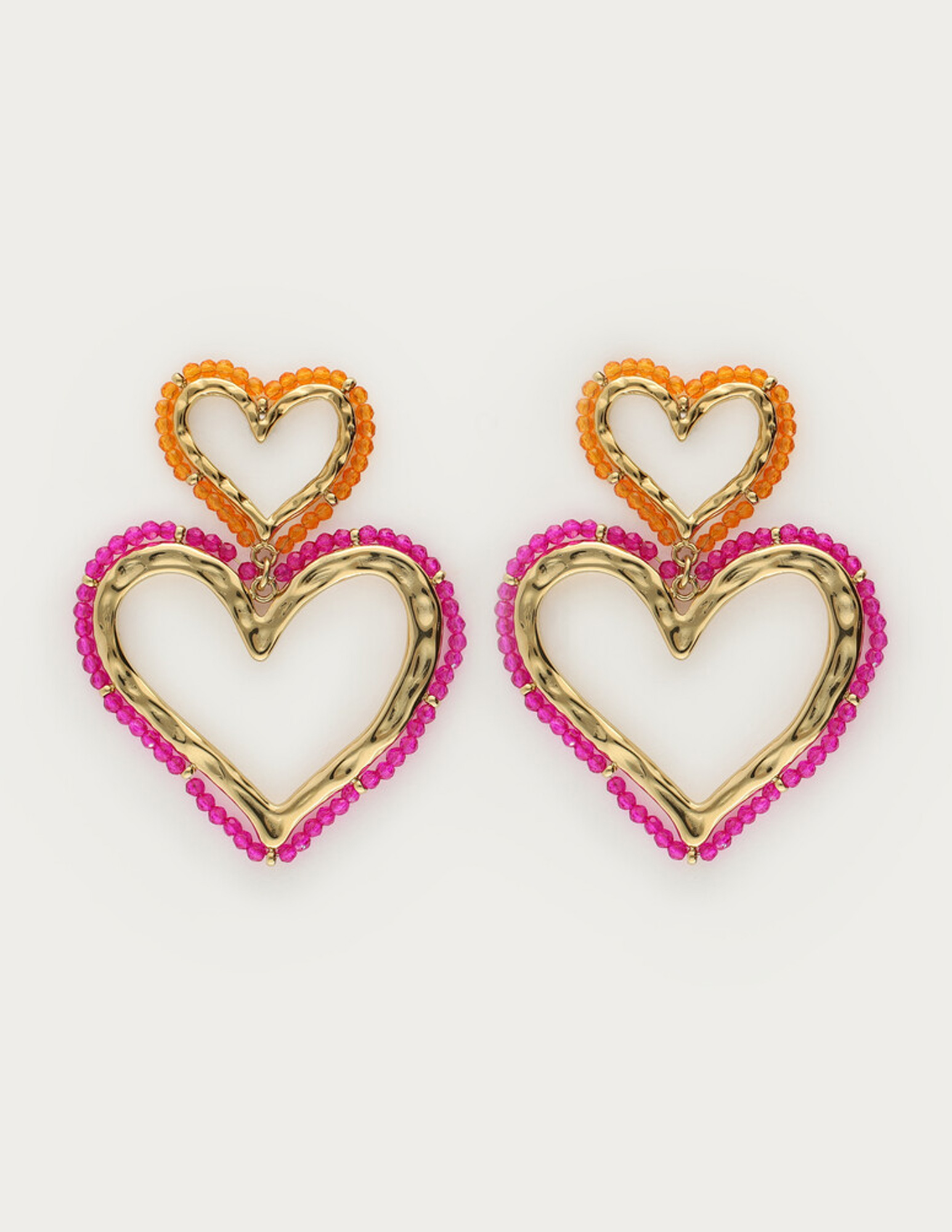 My Jewellery Sunrocks oorhanger hartjes met kralen MJ12623 Goud