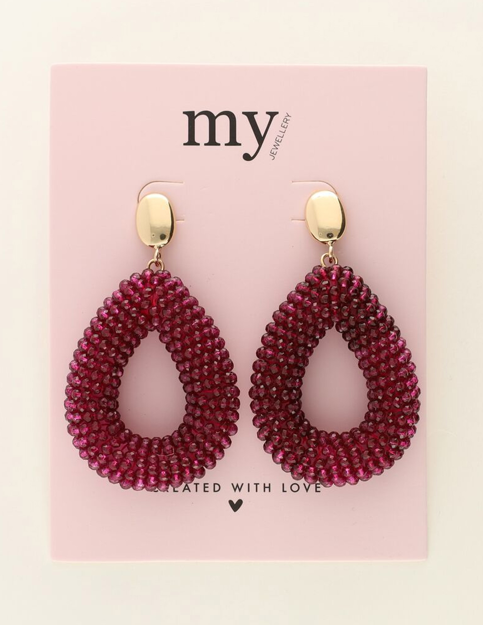 My Jewellery Statement oorbellen drop purple MJ09980 Goud