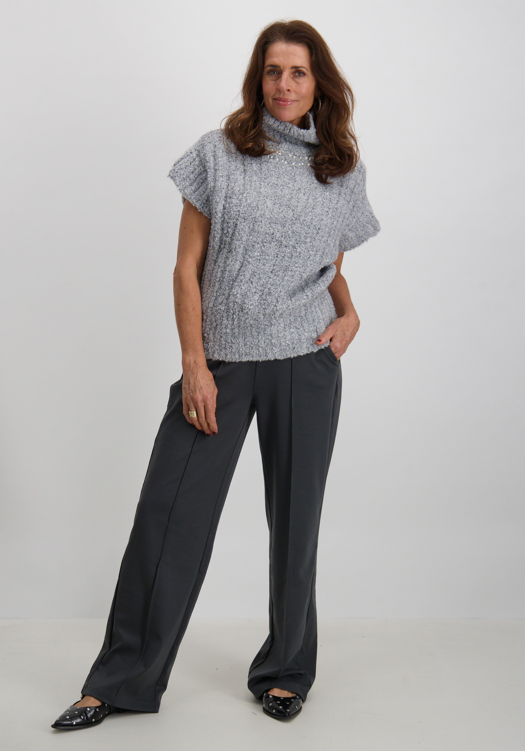 Geisha Spencer pearls and stones 54891-70 Grijs