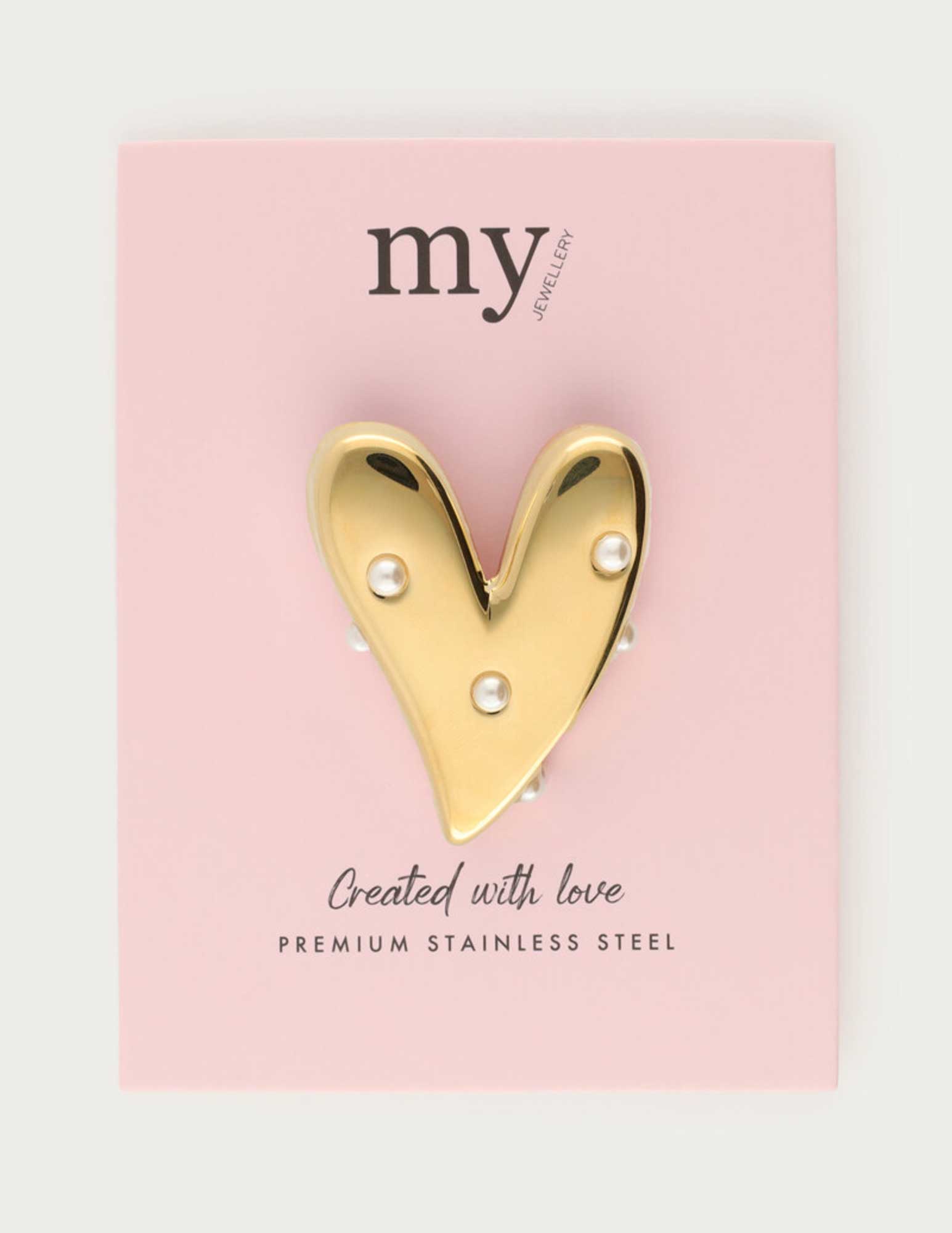 My Jewellery Pearl heart broche MJ13587 Goud