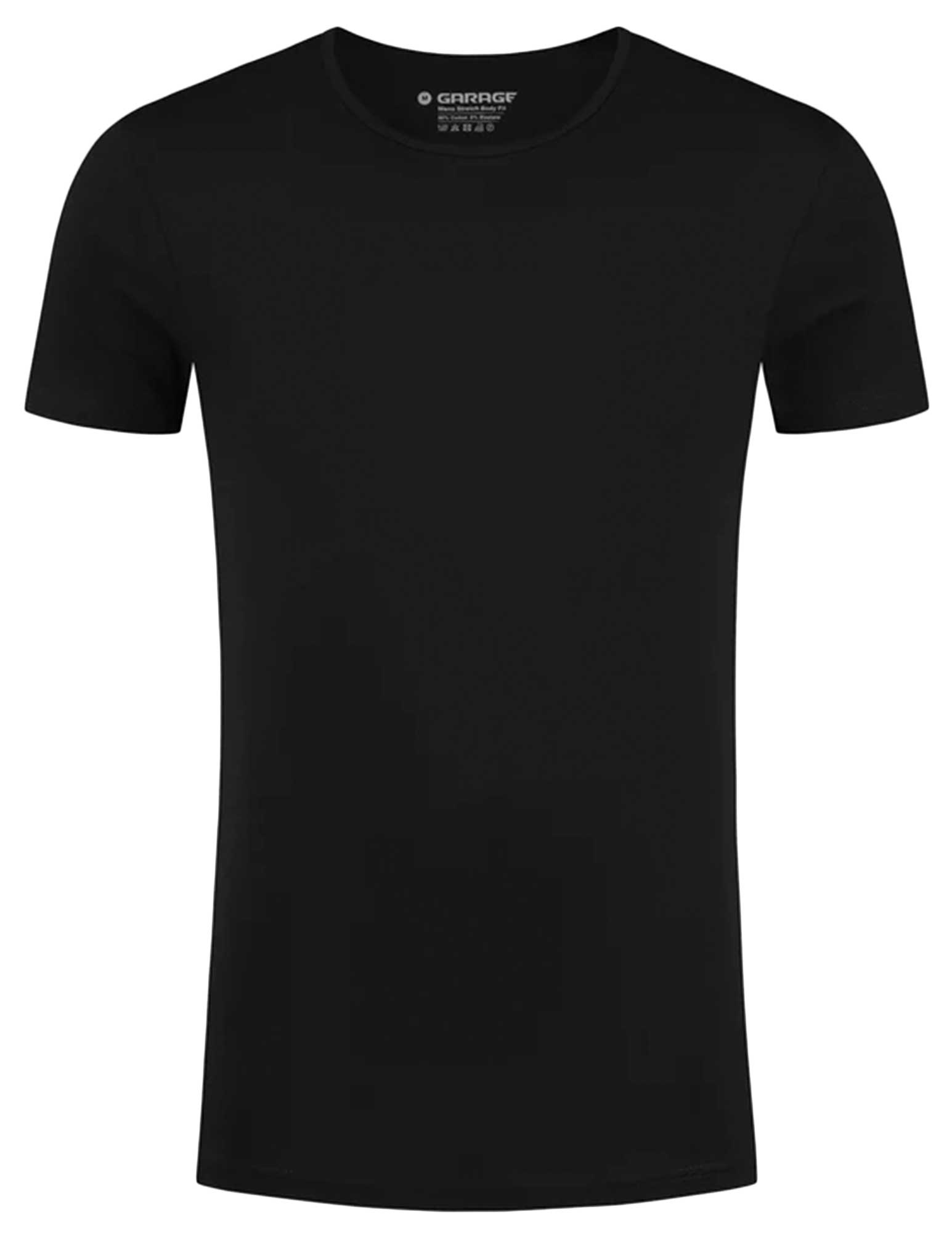 Garage T-shirt Bodyfit ronde hals 0201 Zwart