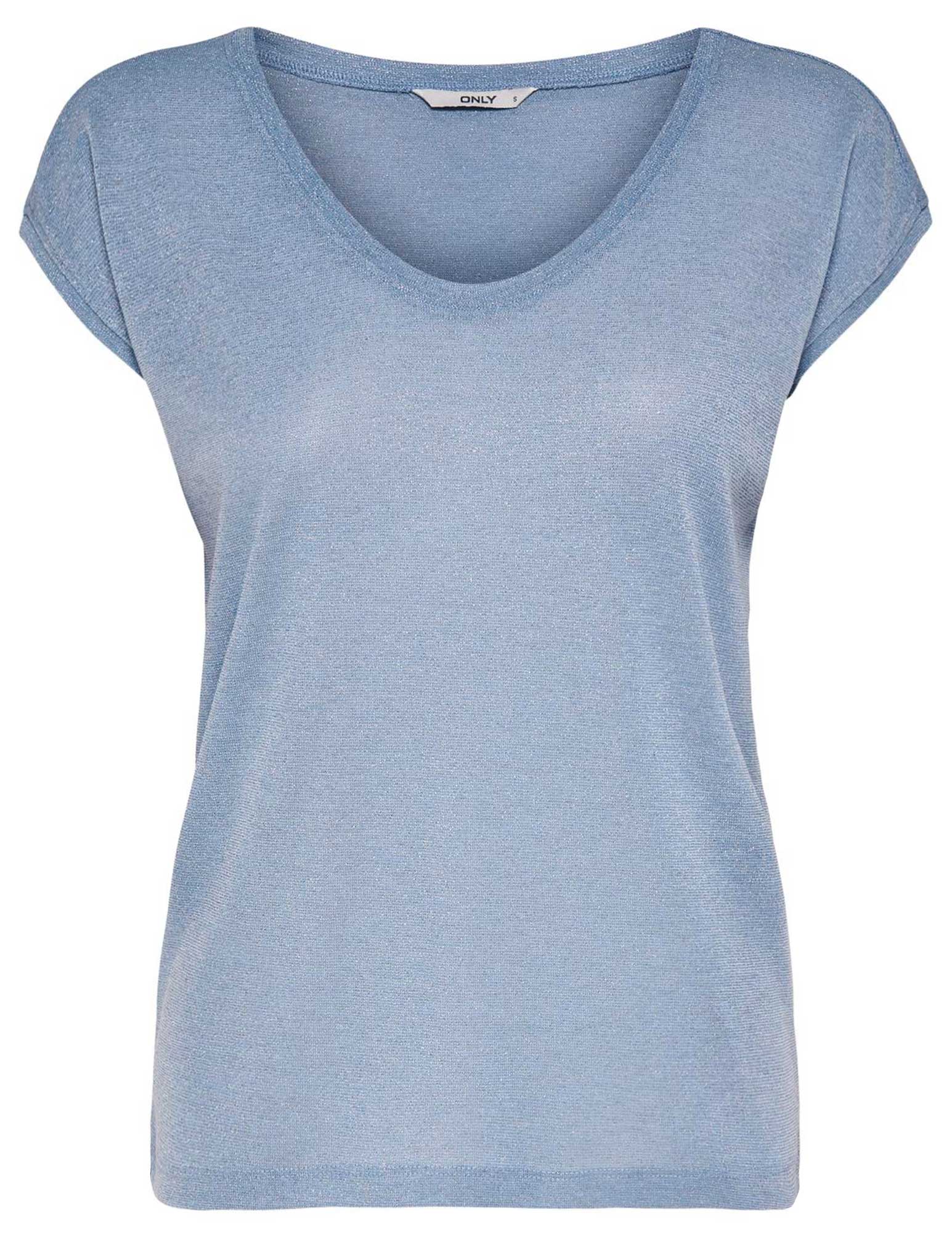 ONLY T-shirt Silvery lurex 15136069 Licht blauw