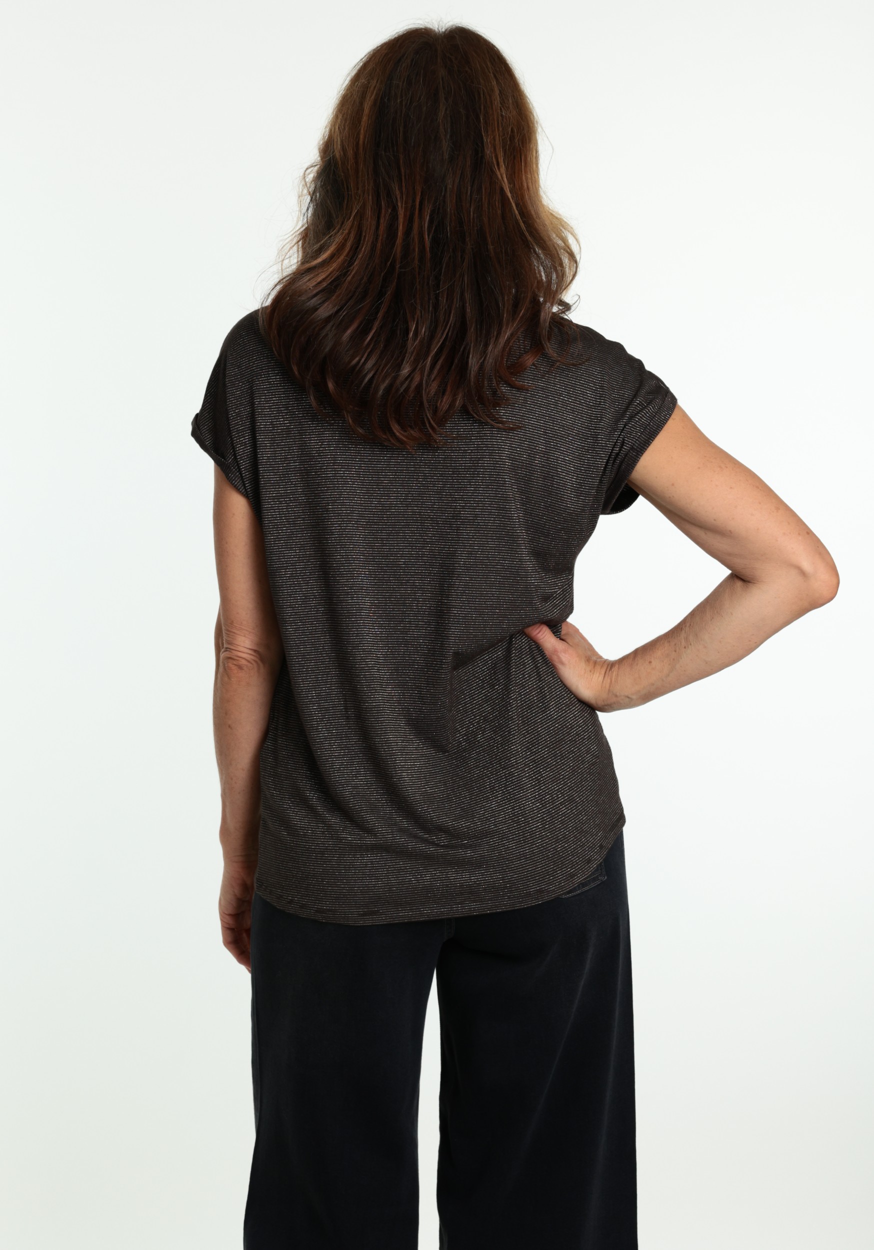 VERO MODA T-shirt Lava glitter 10250488 Donker bruin