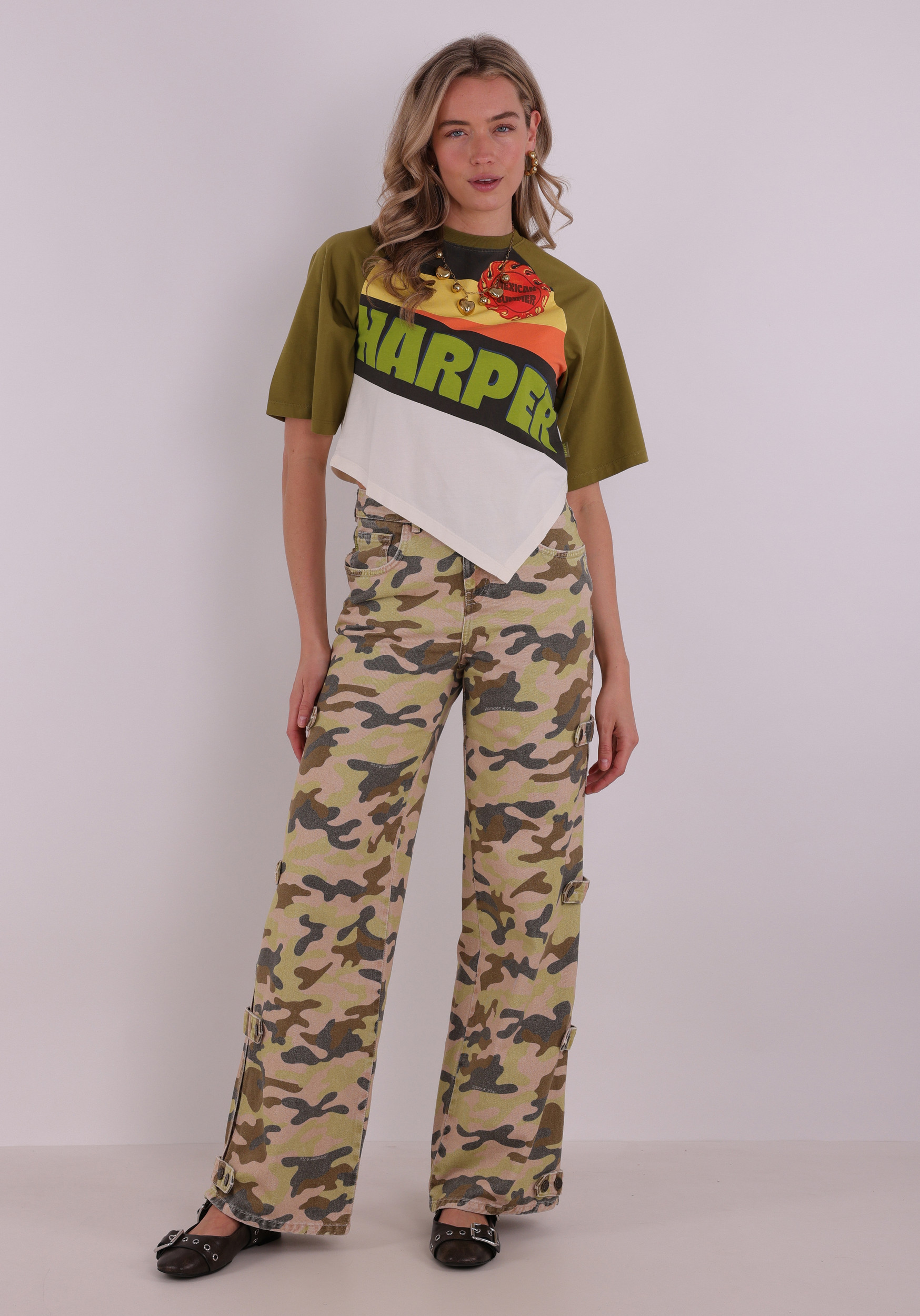 Harper & Yve T-shirt Mexican summer SS6Y300 Groen