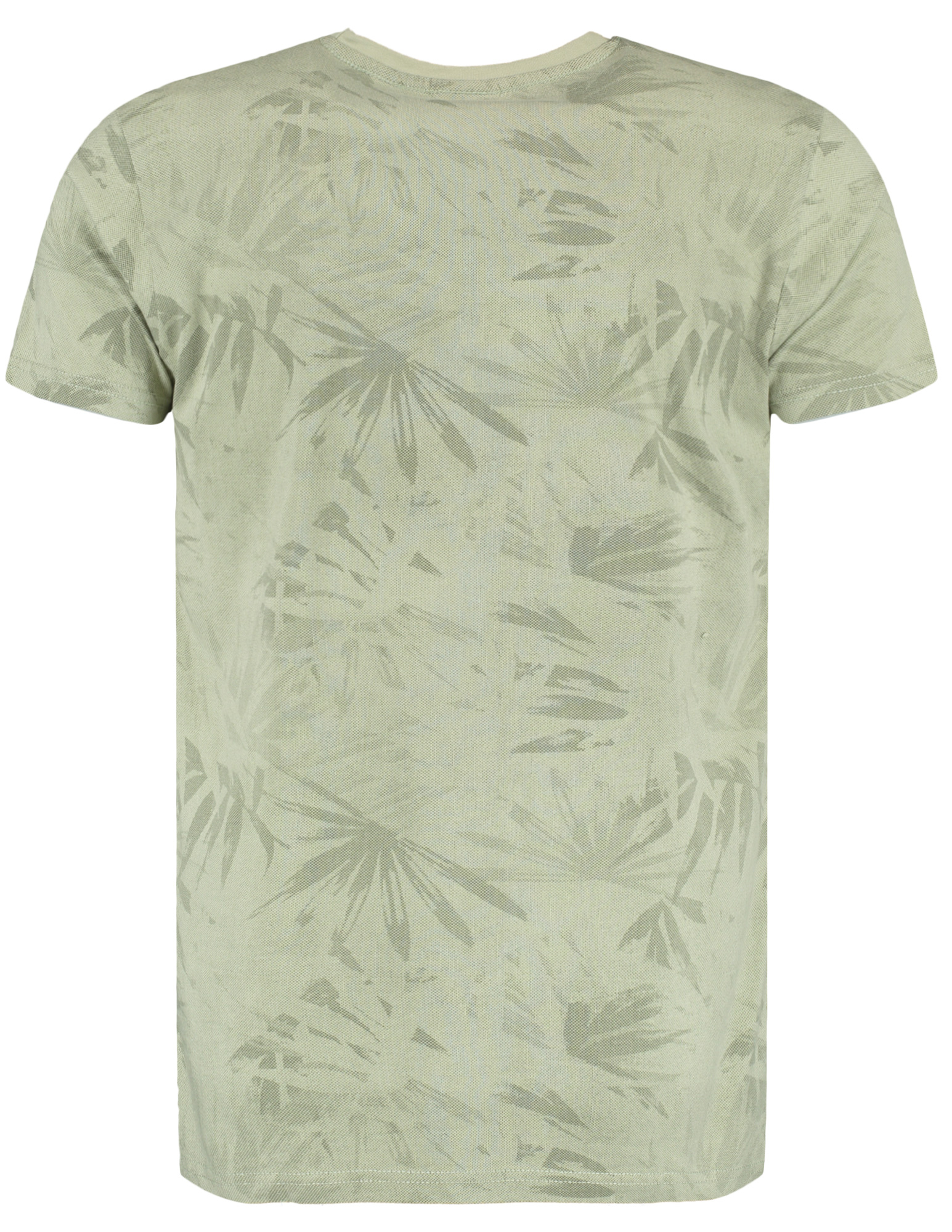 Petrol T-shirt met palm print M-1050-TSR161 Licht groen