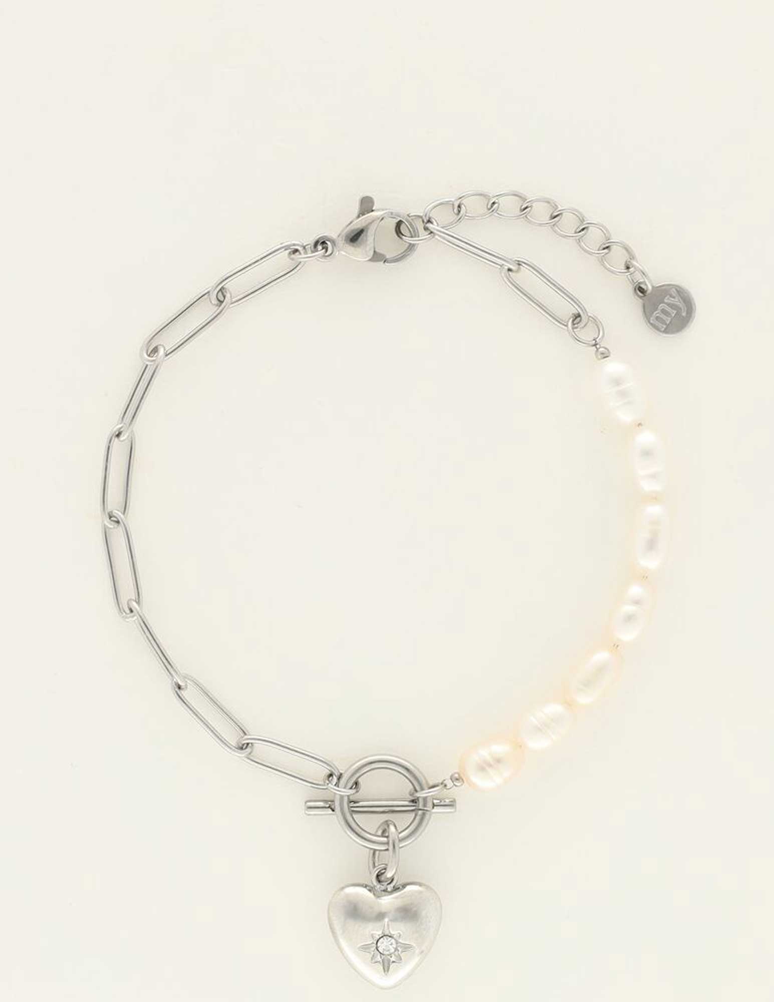 My Jewellery Armband met schakels en parel MJ09246 Zilver