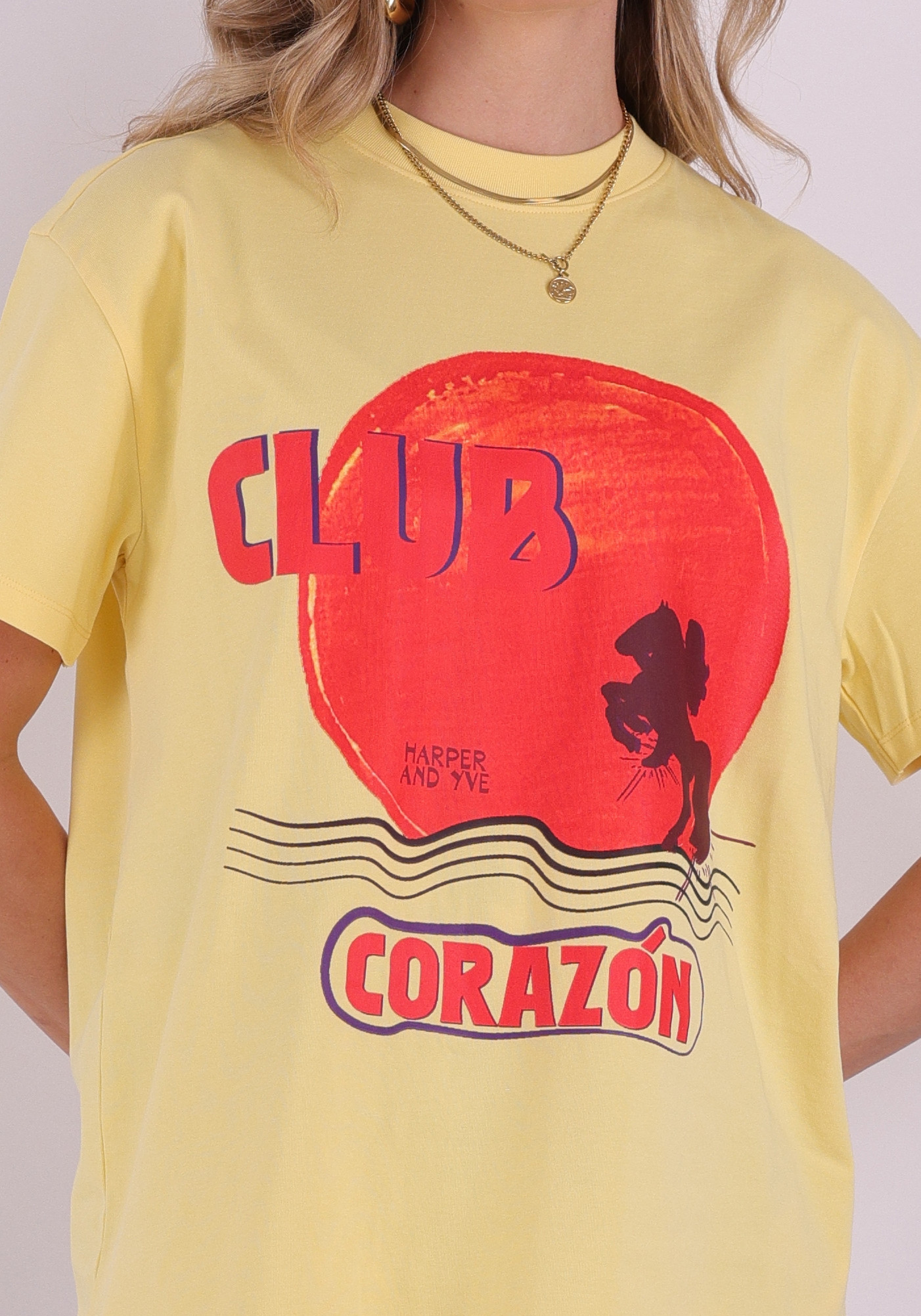 Harper & Yve T-shirt Club corazon SS6Y307 Licht geel