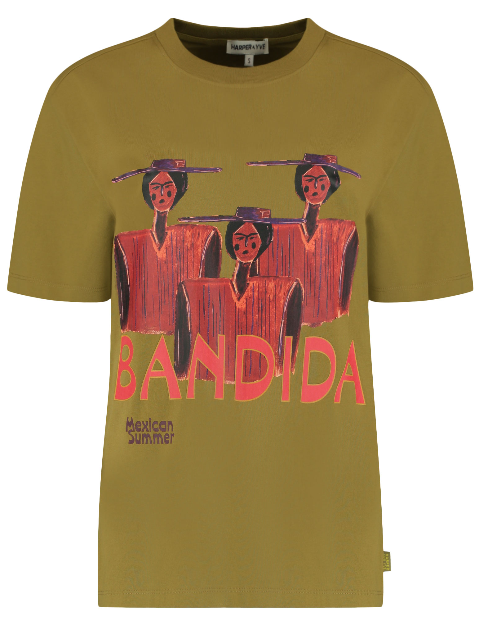 Harper & Yve T-shirt Bandida SS6Y304 Midden groen