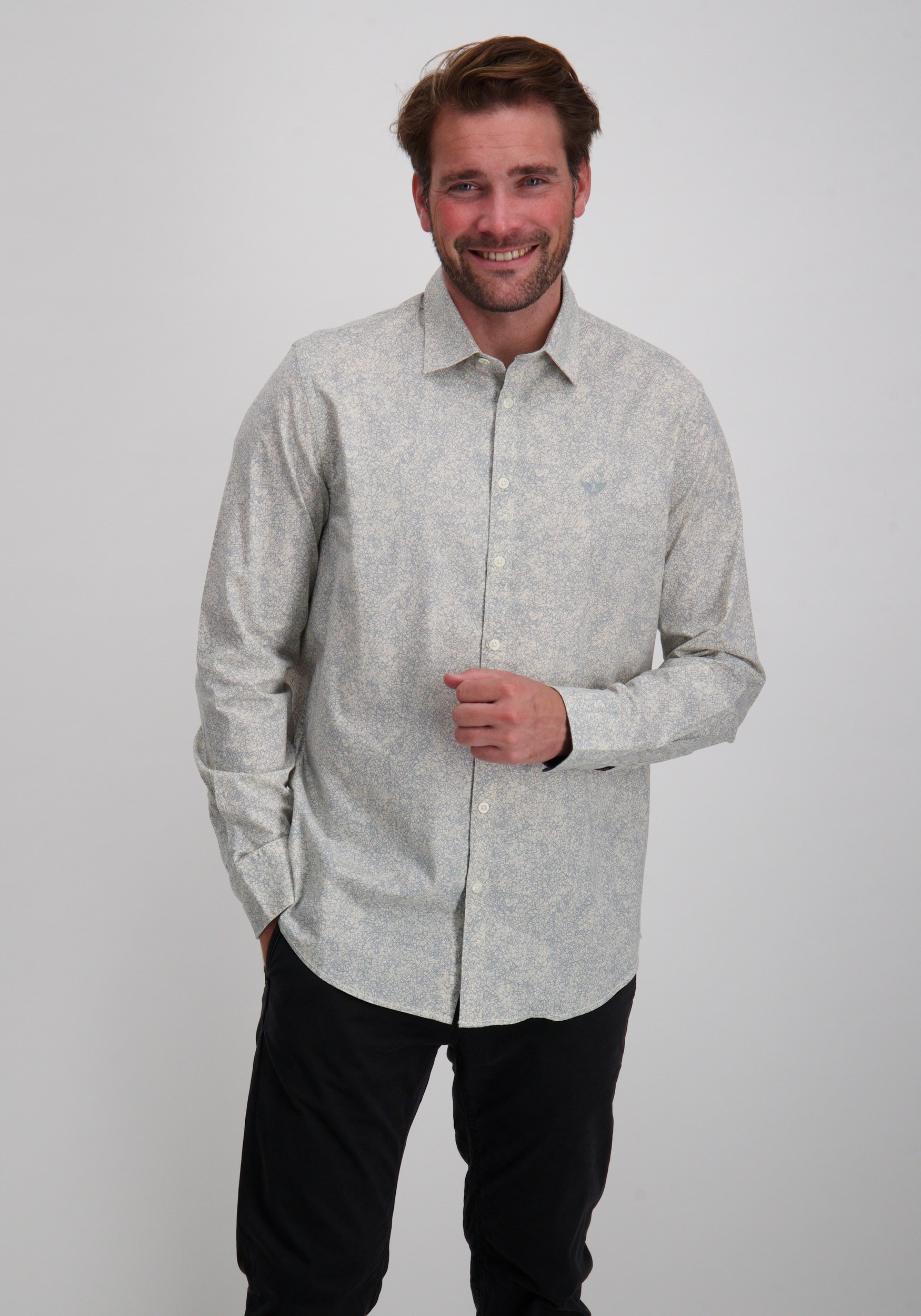 PME Legend Overhemd all-over print PSI2508211 Ecru