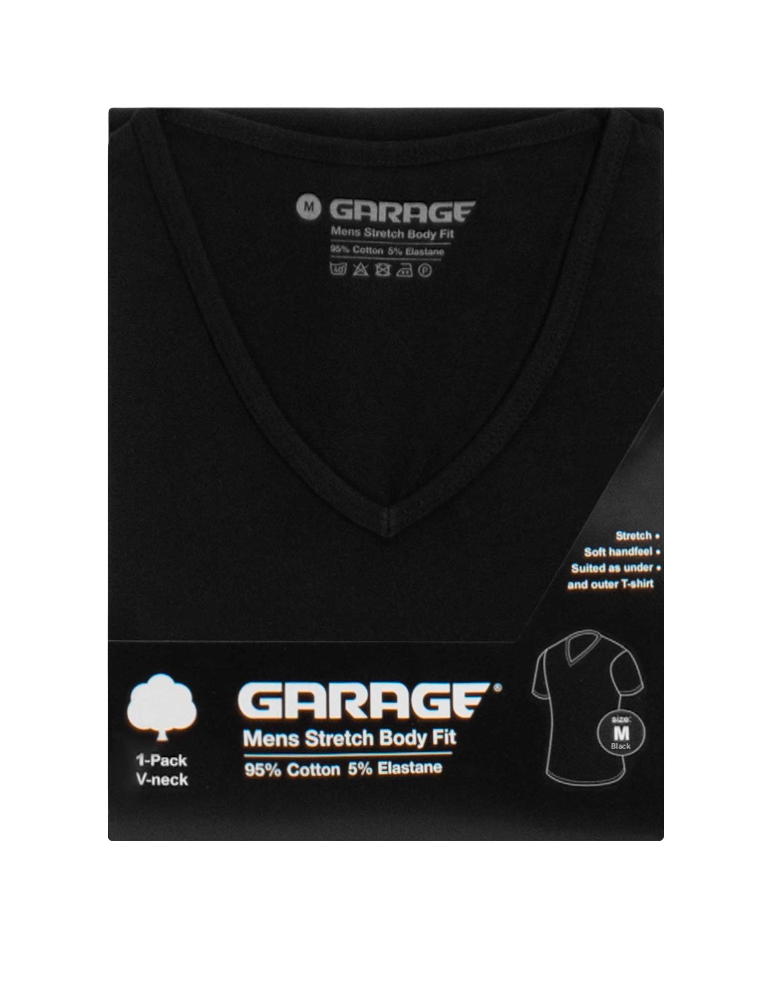 Garage Basic bodyfit t-shirt V-hals 0202 Zwart