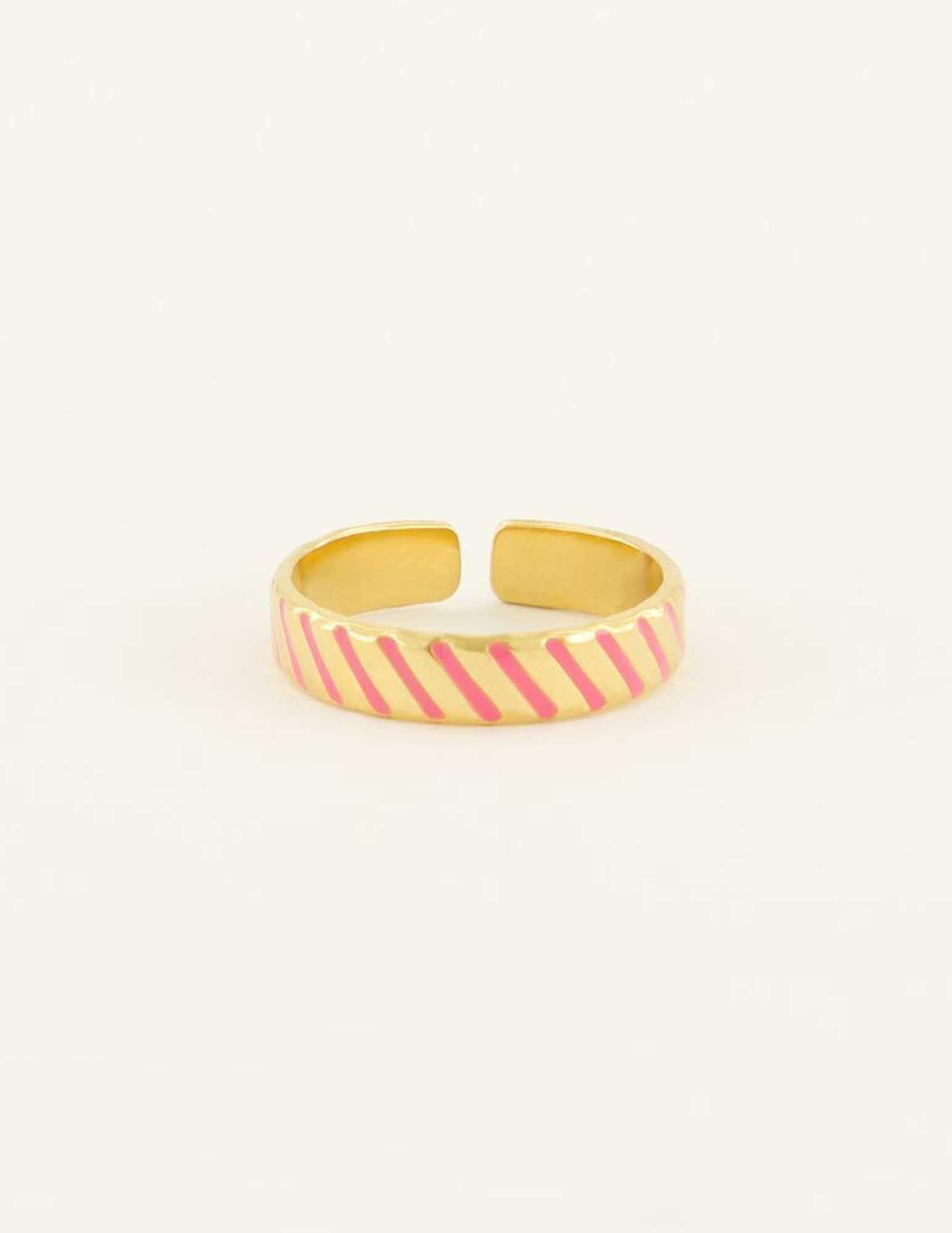 My Jewellery Ring gestreept roze MJ08680 Goud