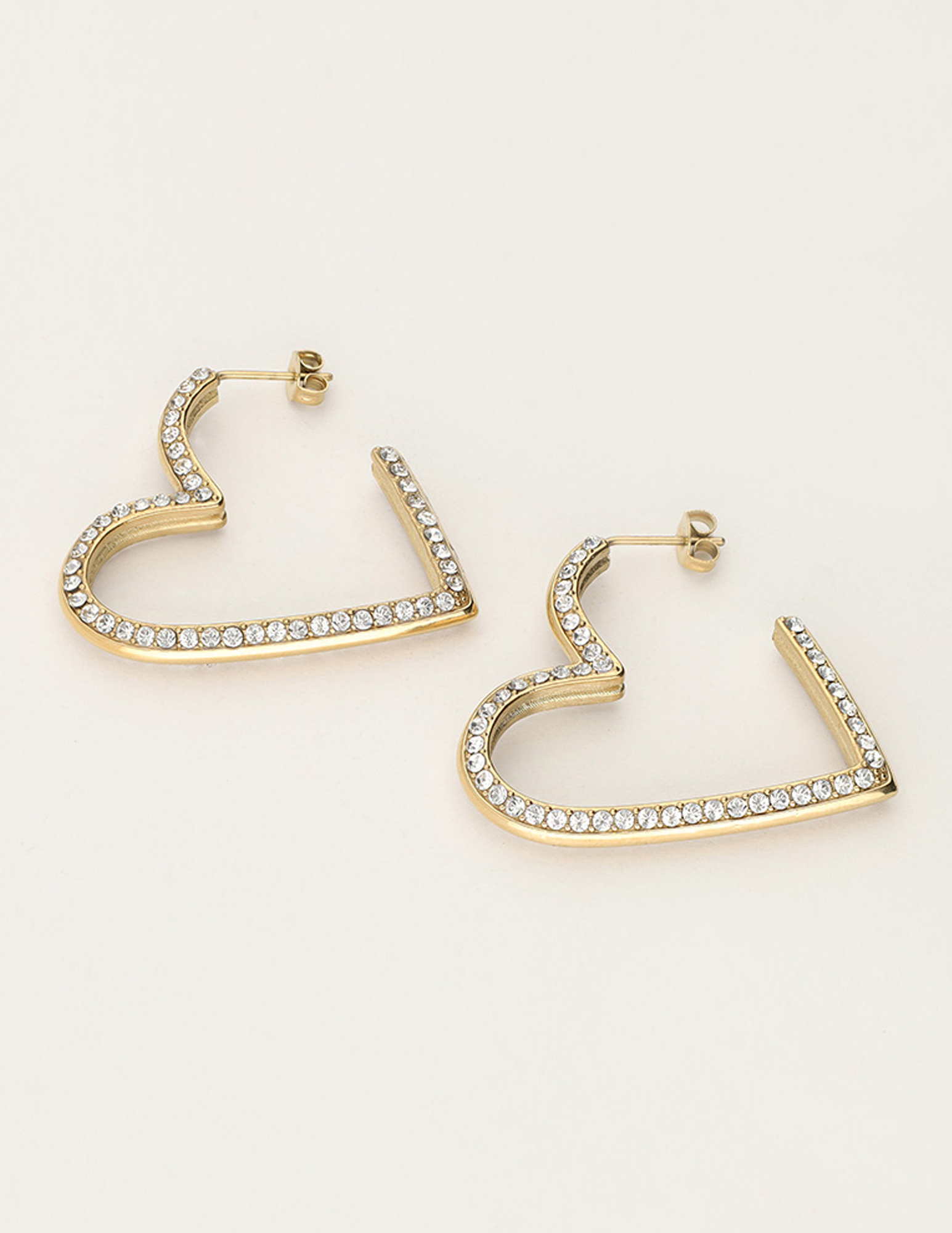 My Jewellery Starry oorbellen hart met strass MJ11929 Goud