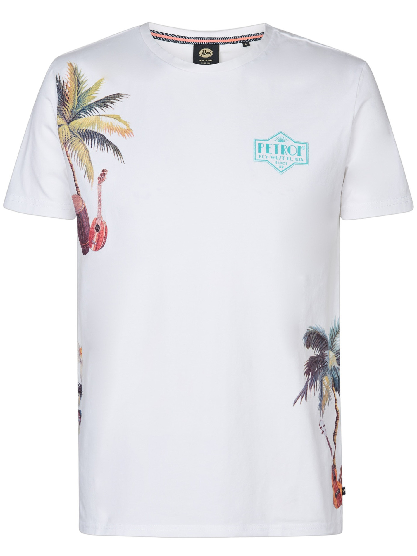 Petrol T-shirt met opdruk M-1050-TSR673 Wit