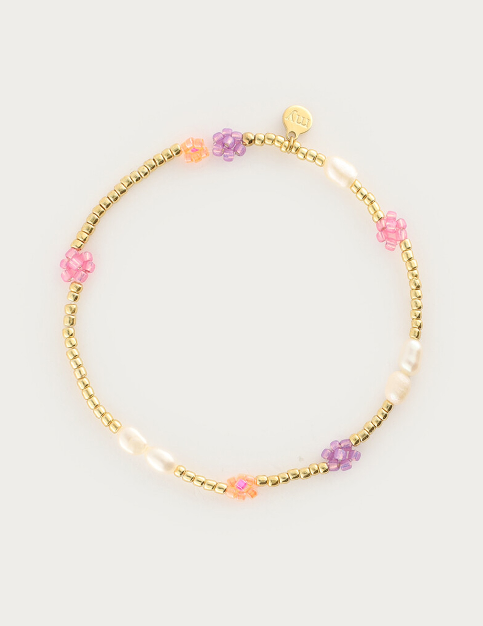 My Jewellery Botanical elastieken armband met bloemen MJ14915 Goud