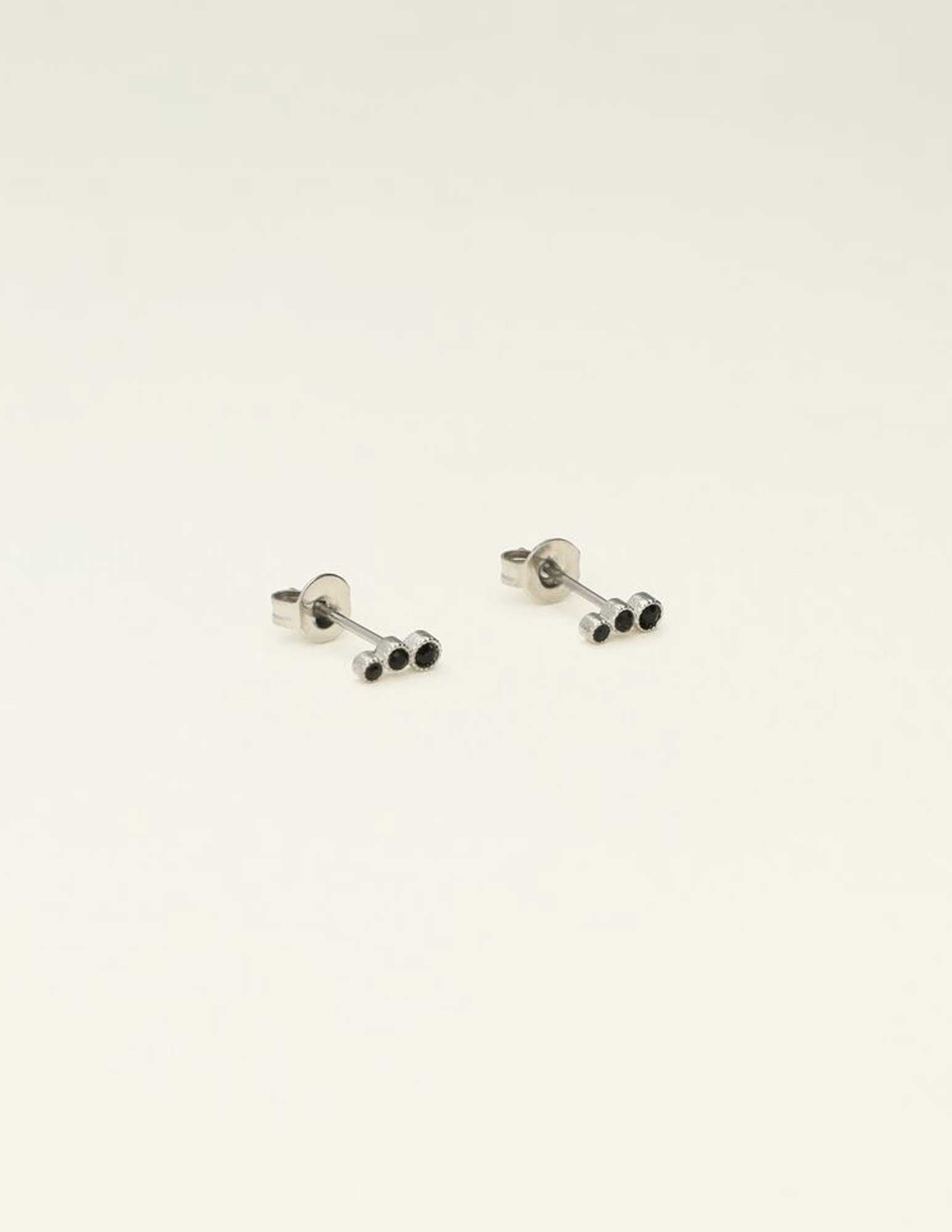 My Jewellery Studs zwarte strass MJ09484 Zilver