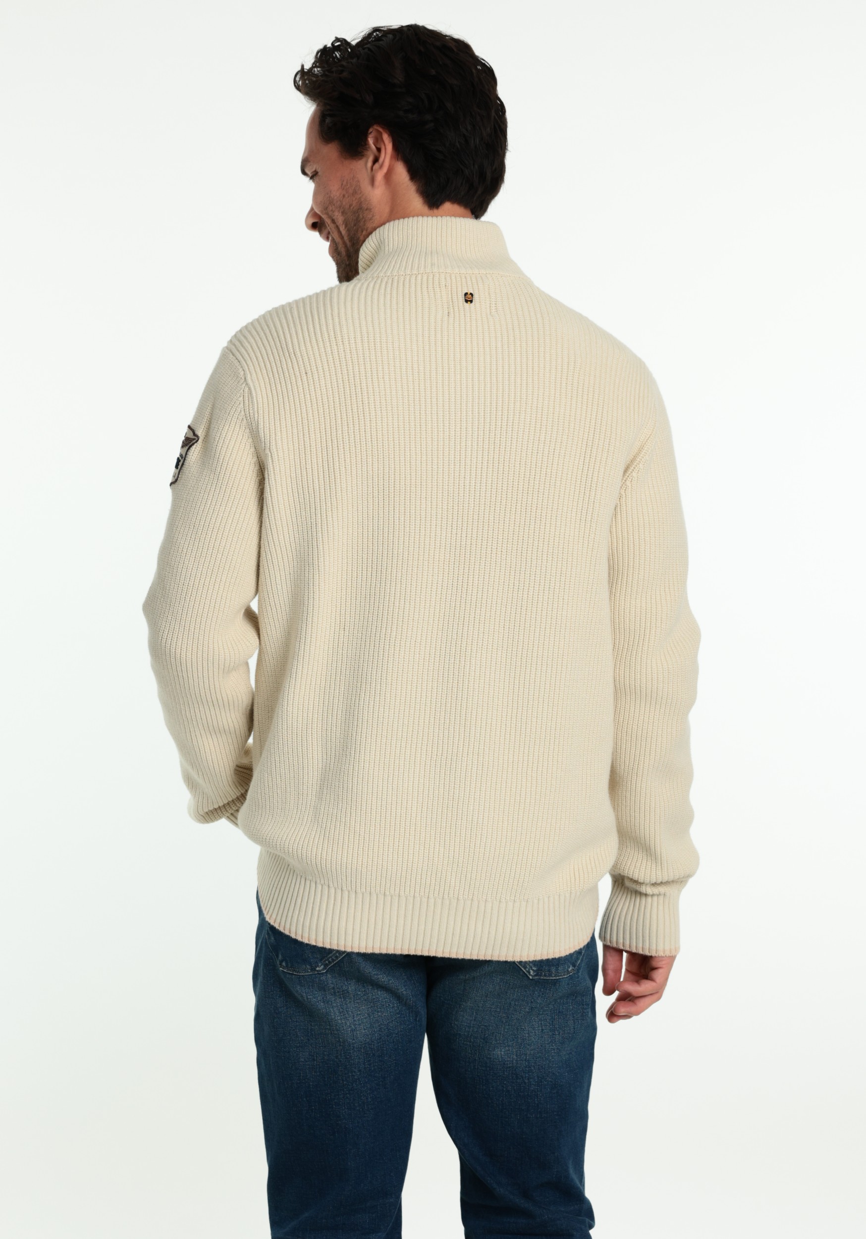 PME Legend Trui Half zip PKW2609325 Ecru