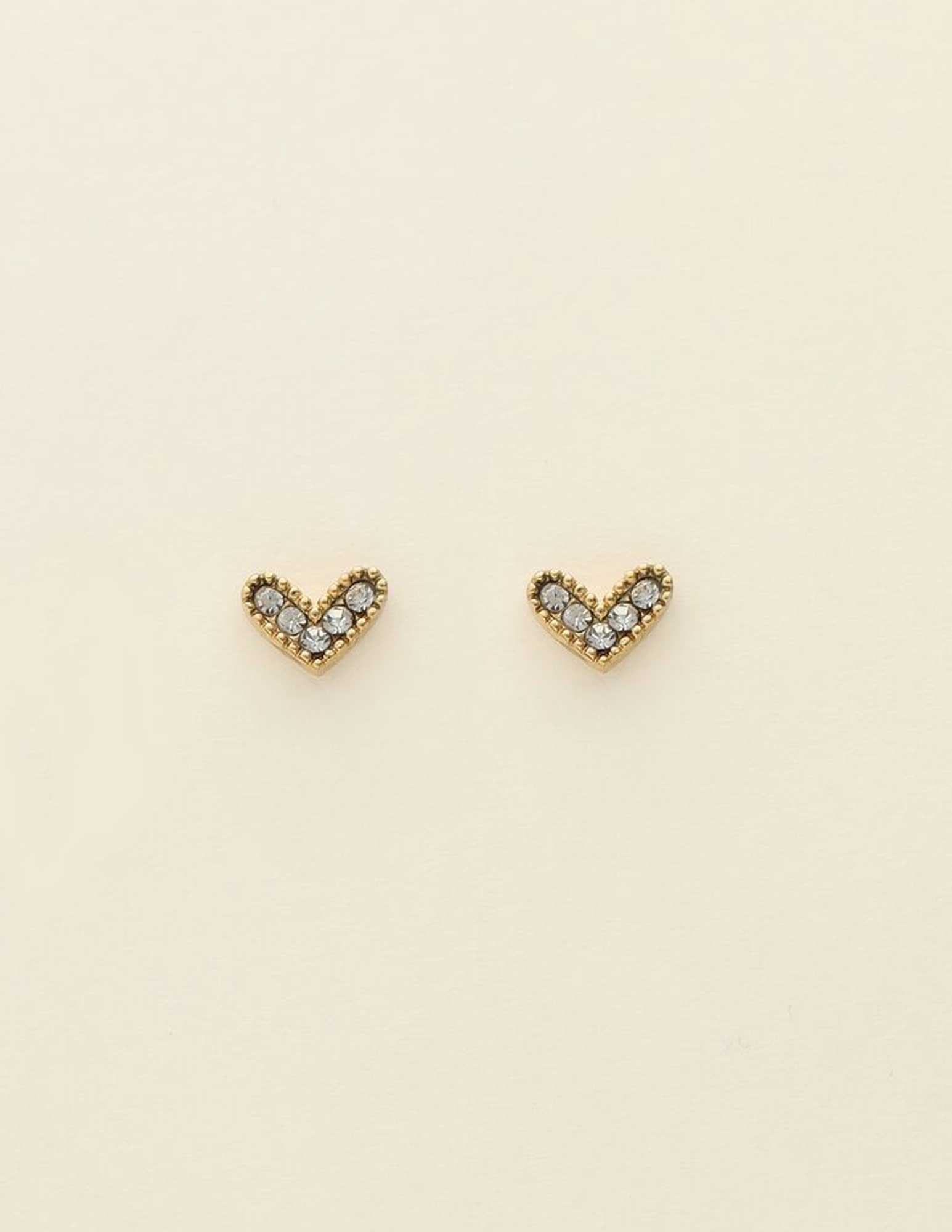 My Jewellery Mystic studs hartje met steentjes MJ09442 Goud