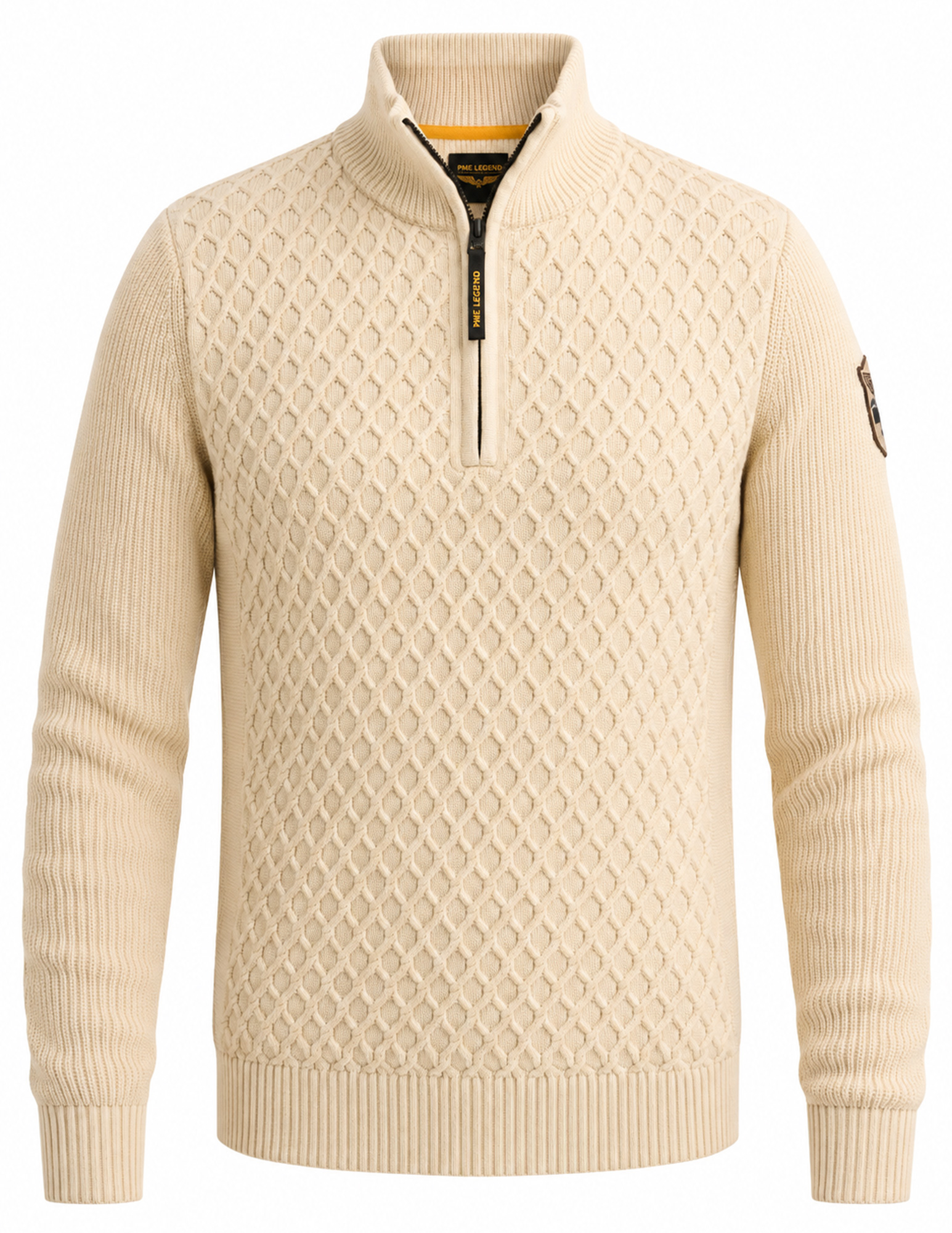 PME Legend Trui Half zip PKW2609325 Ecru