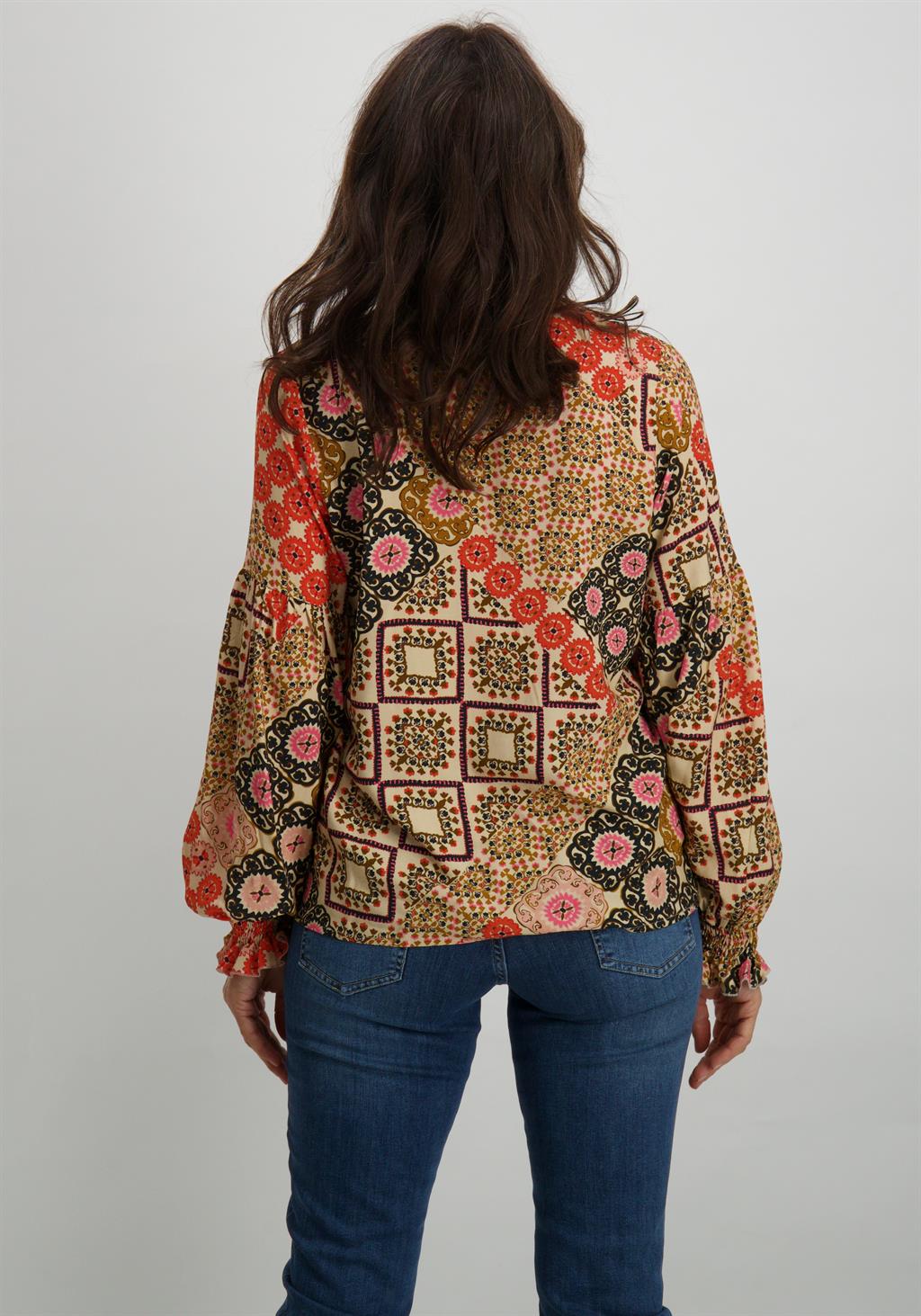 Geisha Blouse all-over print 43248-20 Zand