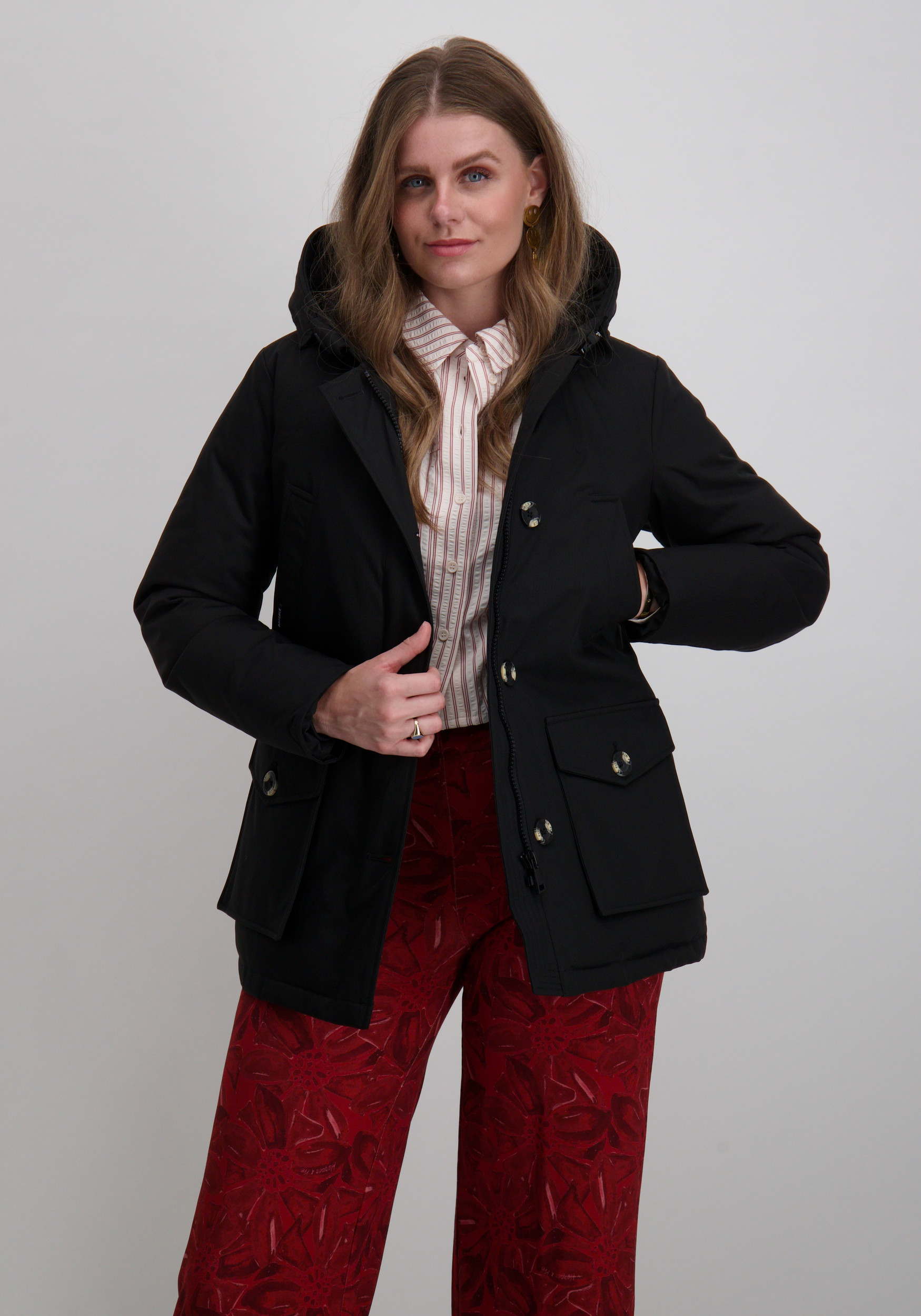 AIRFORCE Winterjas 4 Pocket Parka Herringbone HRW0437 Zwart