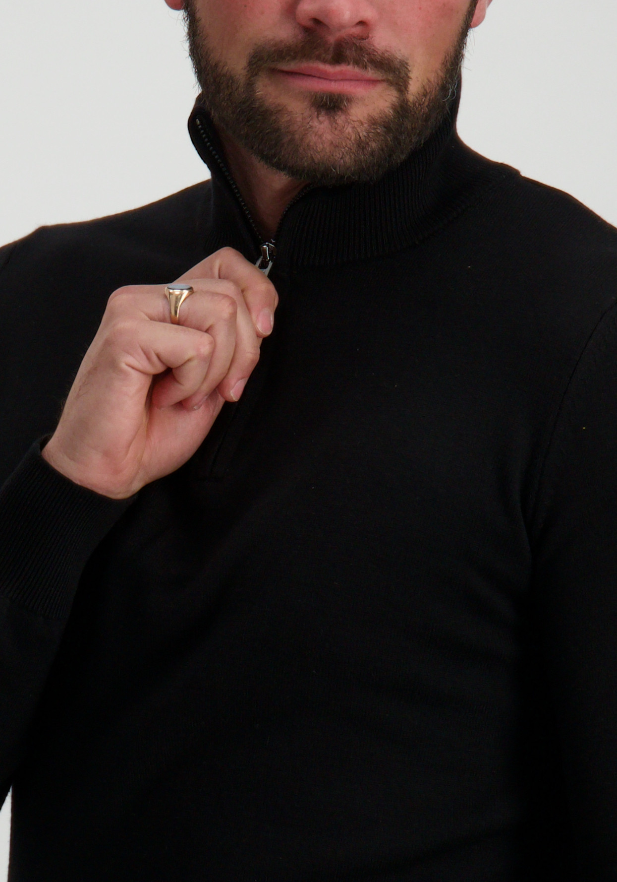 Malelions Trui Quarter zip MM3-AW24-09 Zwart