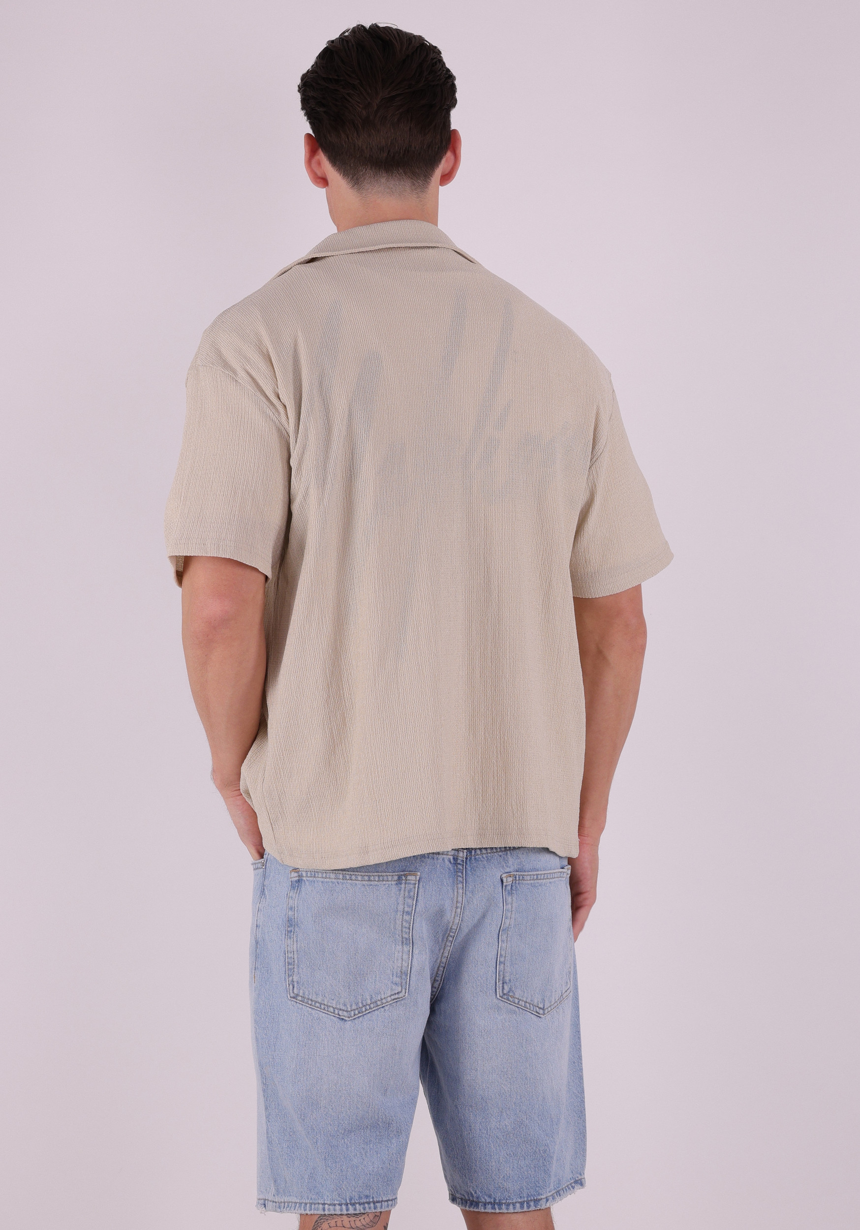 Malelions Overhemd Emblem seersucker MMC30026057 Beige