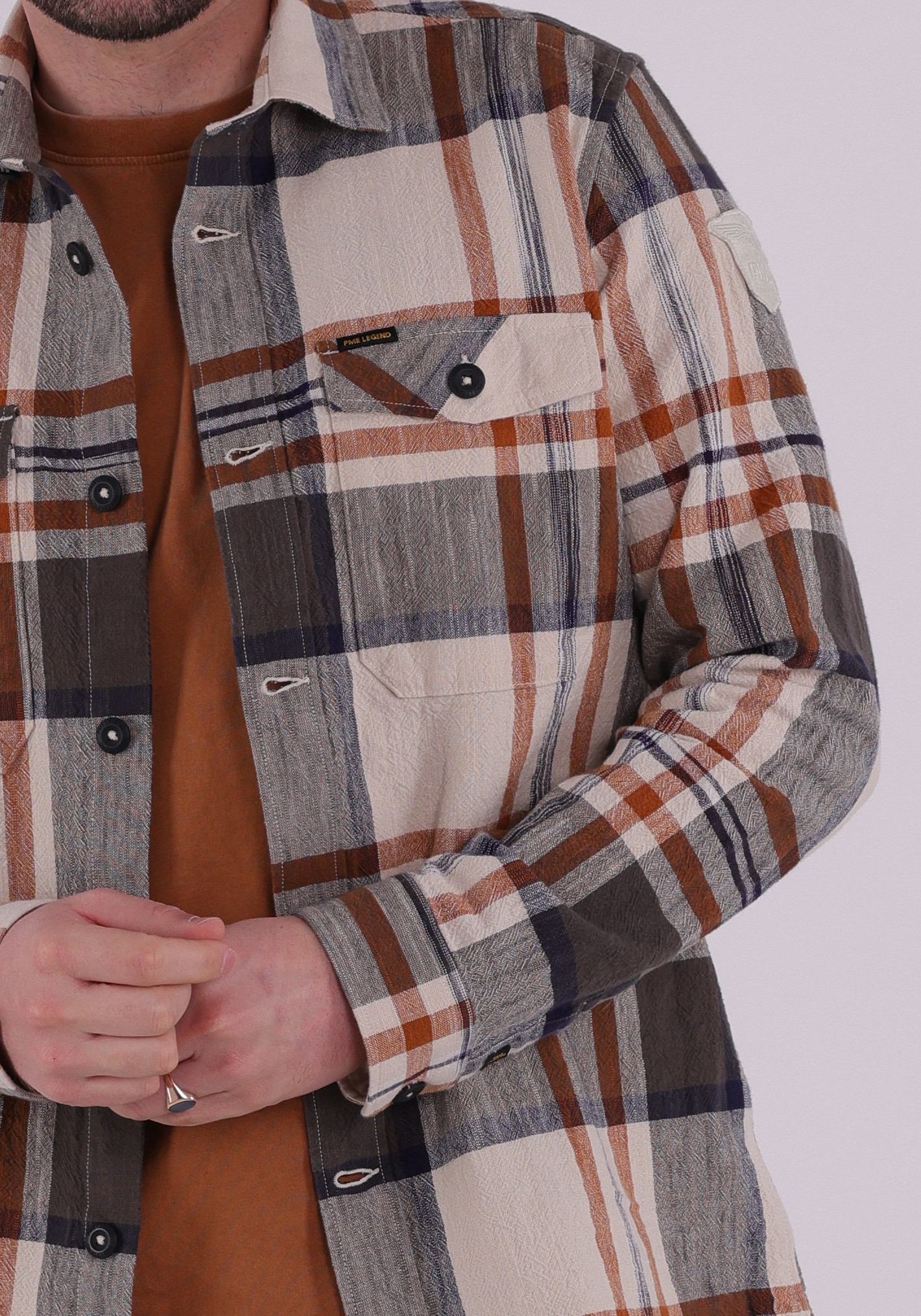 PME Legend Overhemd checked PSI2602218 Bruin