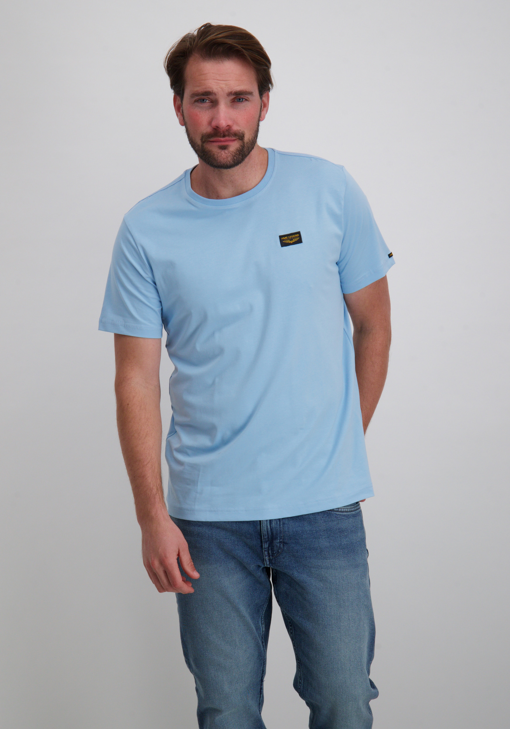 PME Legend T-shirt Guyver PTSS0000555 Licht blauw