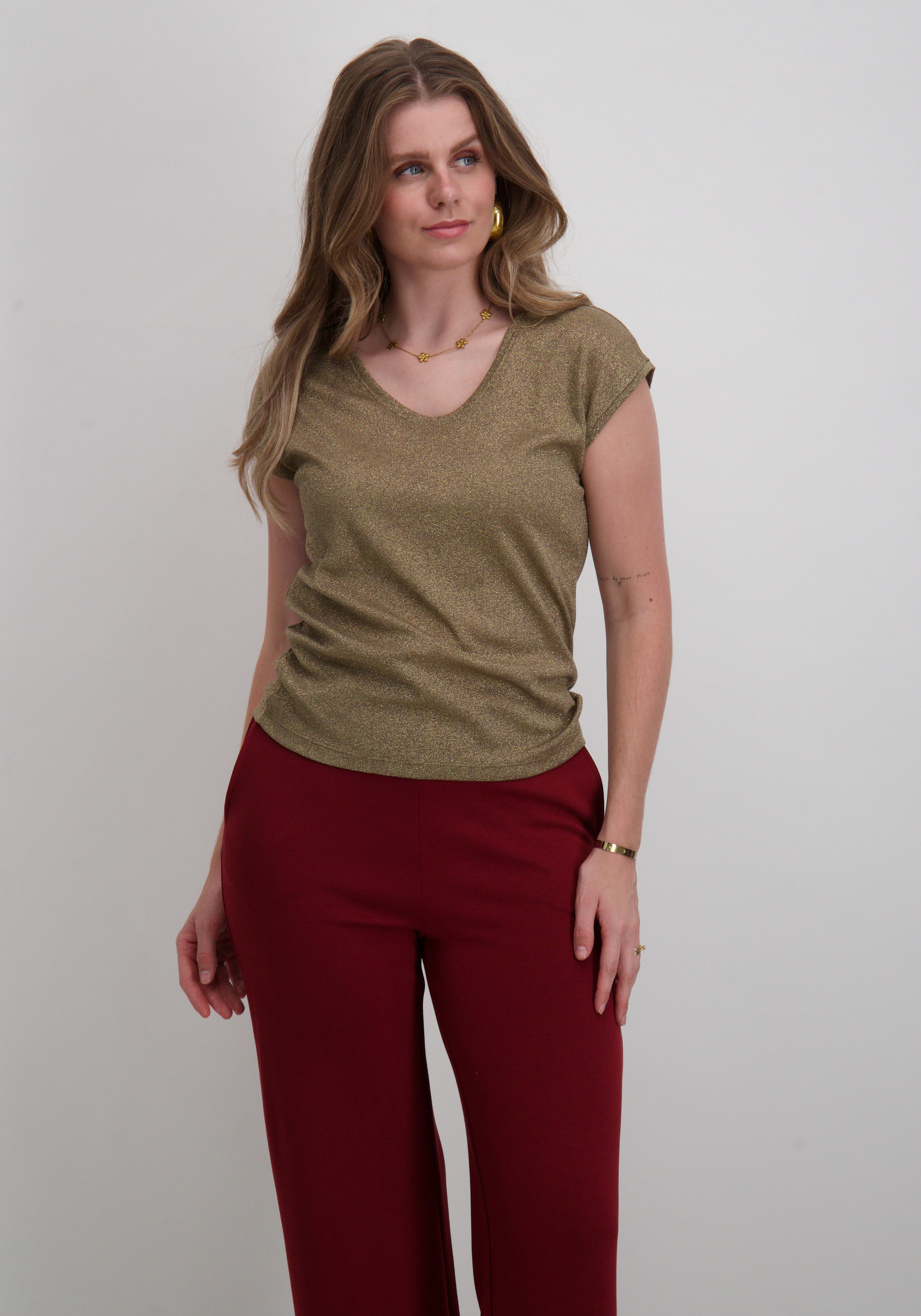 Only T-shirt Silvery lurex 15136069 Taupe