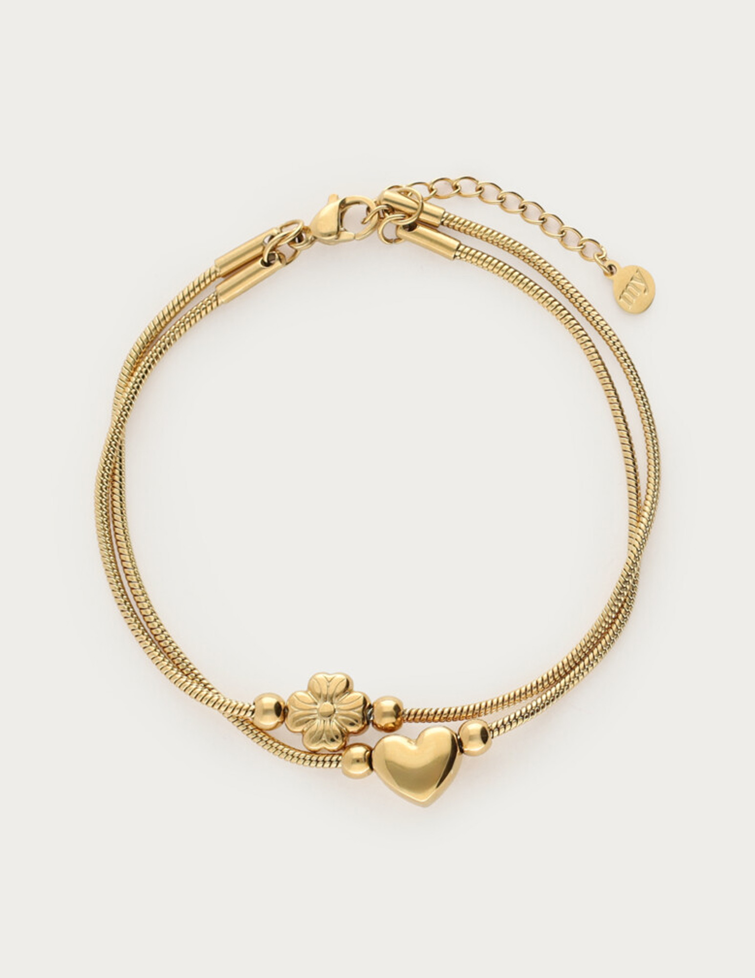 My Jewellery Gratitude dubbele armband hart en klaver MJ14705 Goud