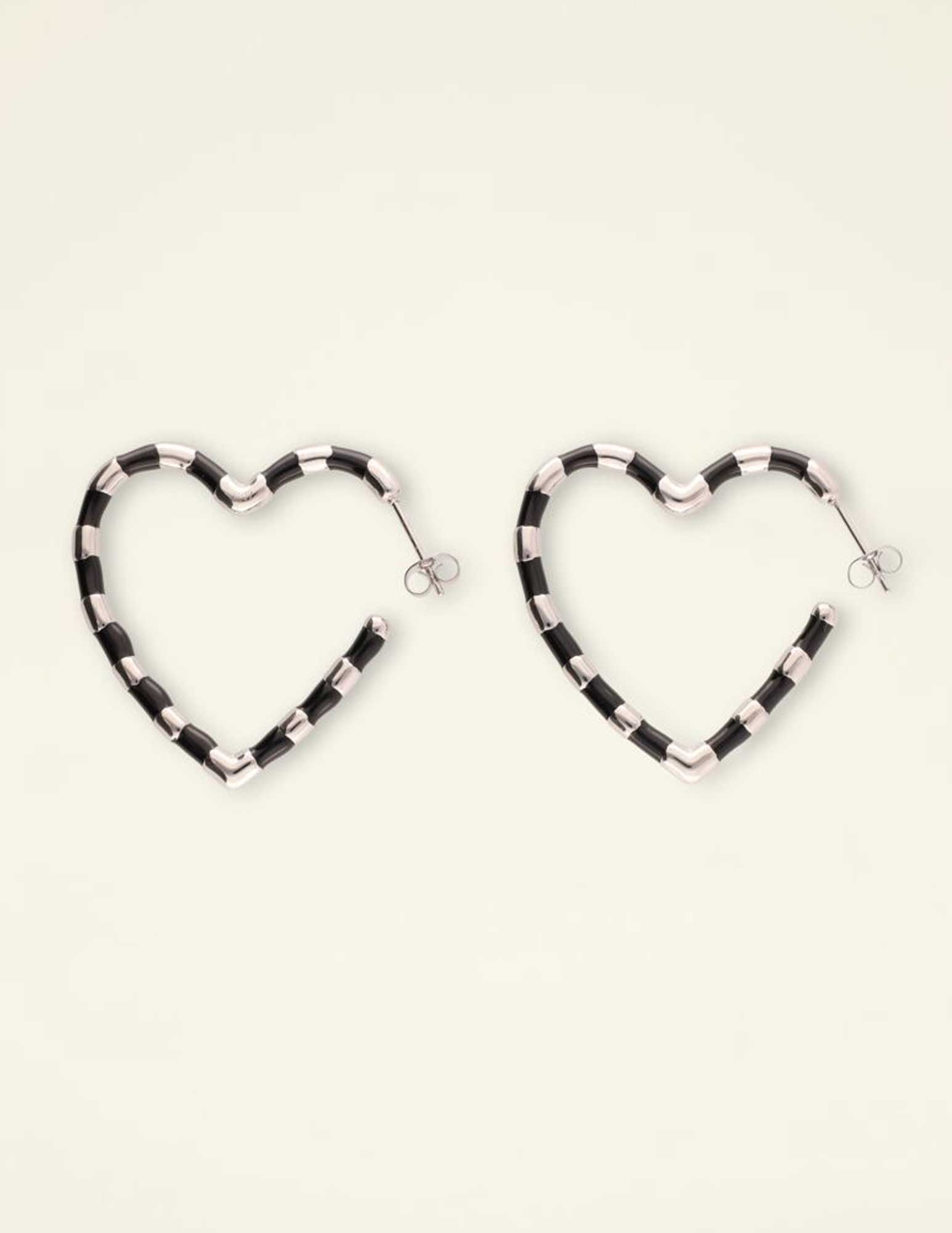 My Jewellery Oorbellen hart gestreept MJ09161 Zilver