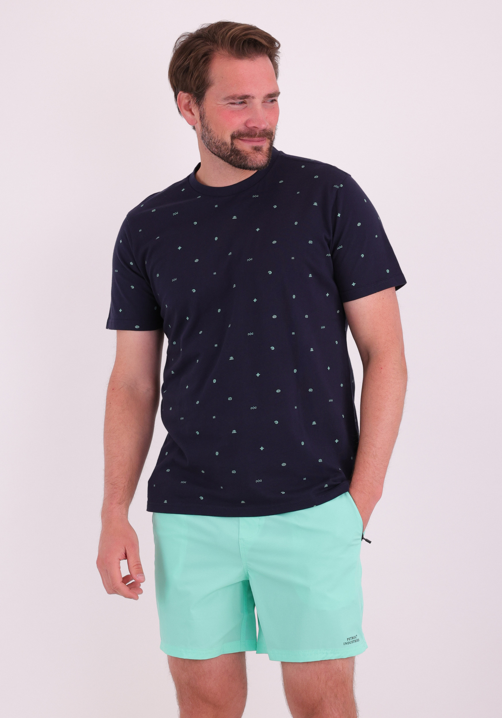 Petrol T-shirt M-1060-TSR131 Donker blauw