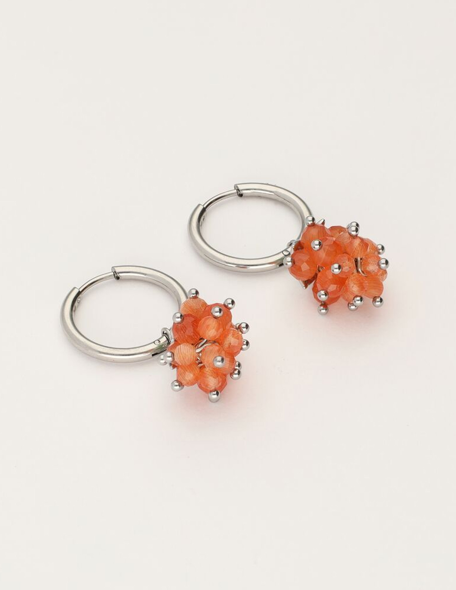 My Jewellery Oorringen met druiventros oranje MJ10966 Zilver