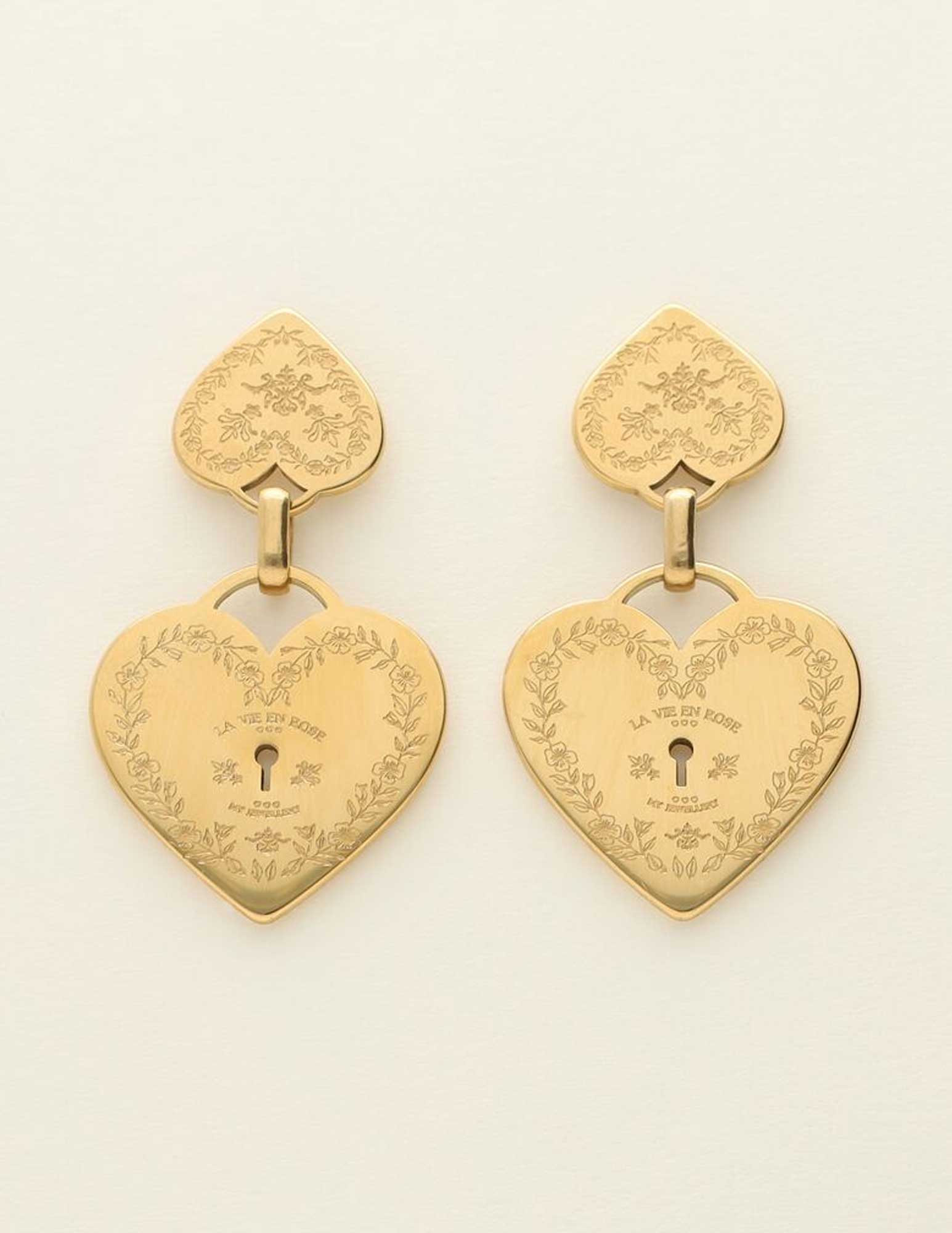 My Jewellery Mystic oorbellen dubbel hart MJ09432 Goud