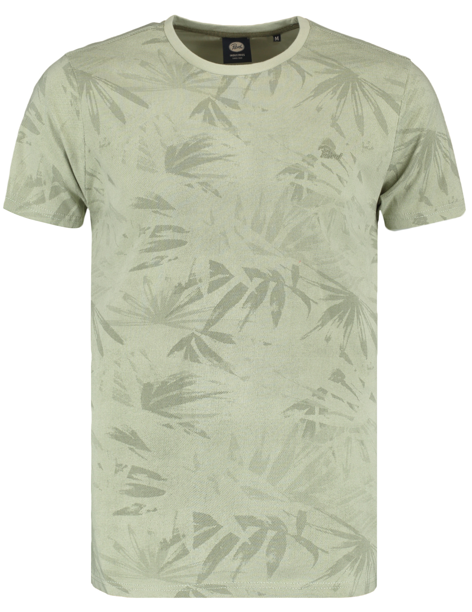 Petrol T-shirt met palm print M-1050-TSR161 Licht groen
