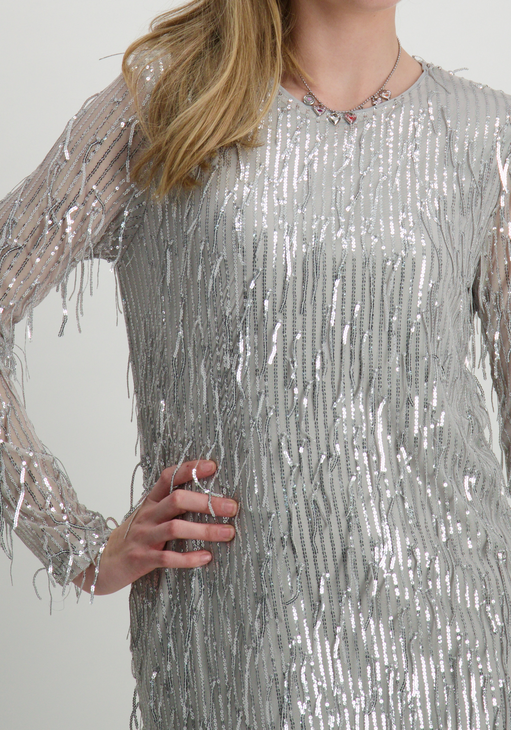 Only Jurk Anika spacy 15336062 Licht grijs