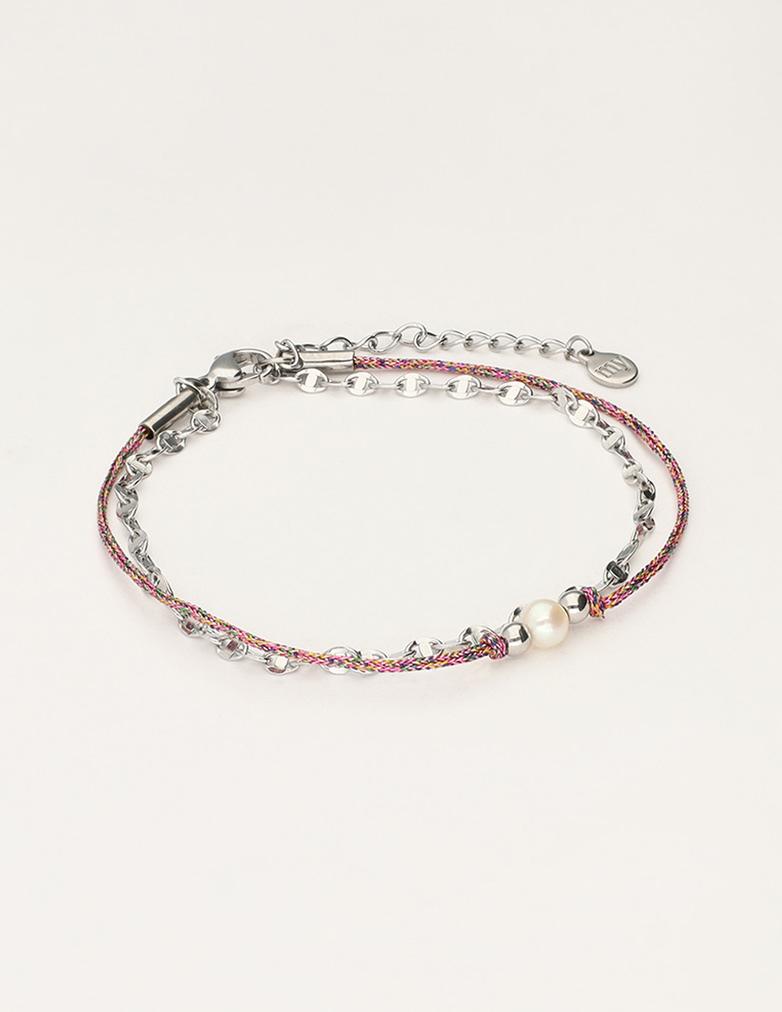 My Jewellery Armband met koord en parel MJ11628 Zilver