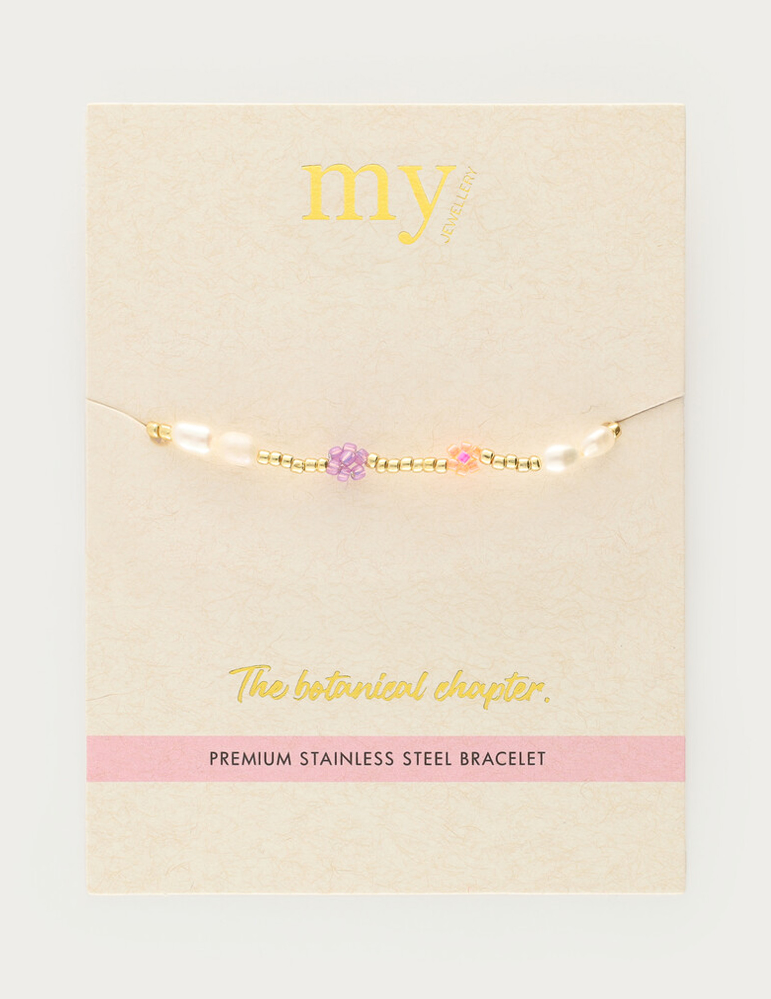 My Jewellery Botanical elastieken armband met bloemen MJ14915 Goud