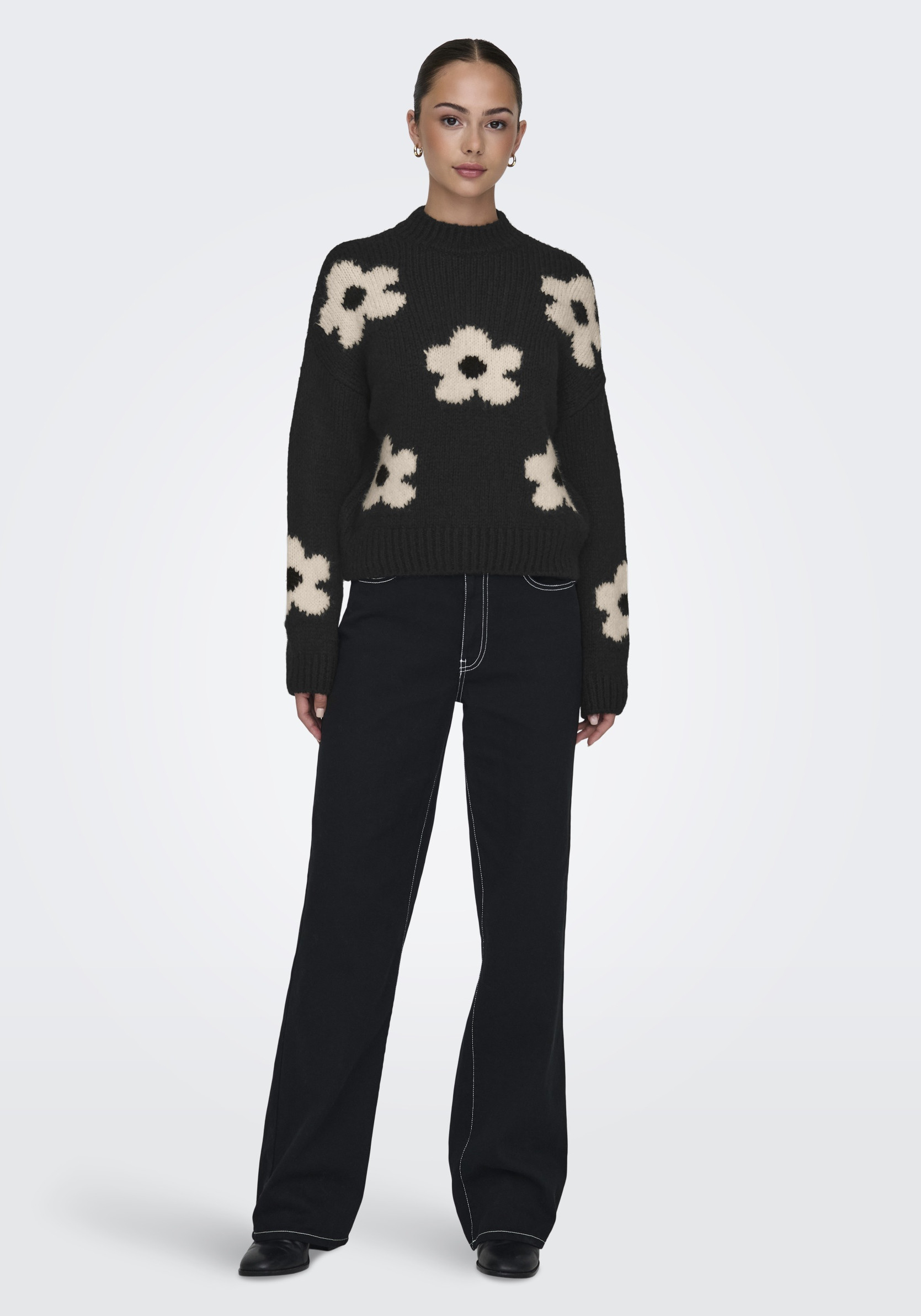 JDY Trui Kilian flower 15341564 Zwart
