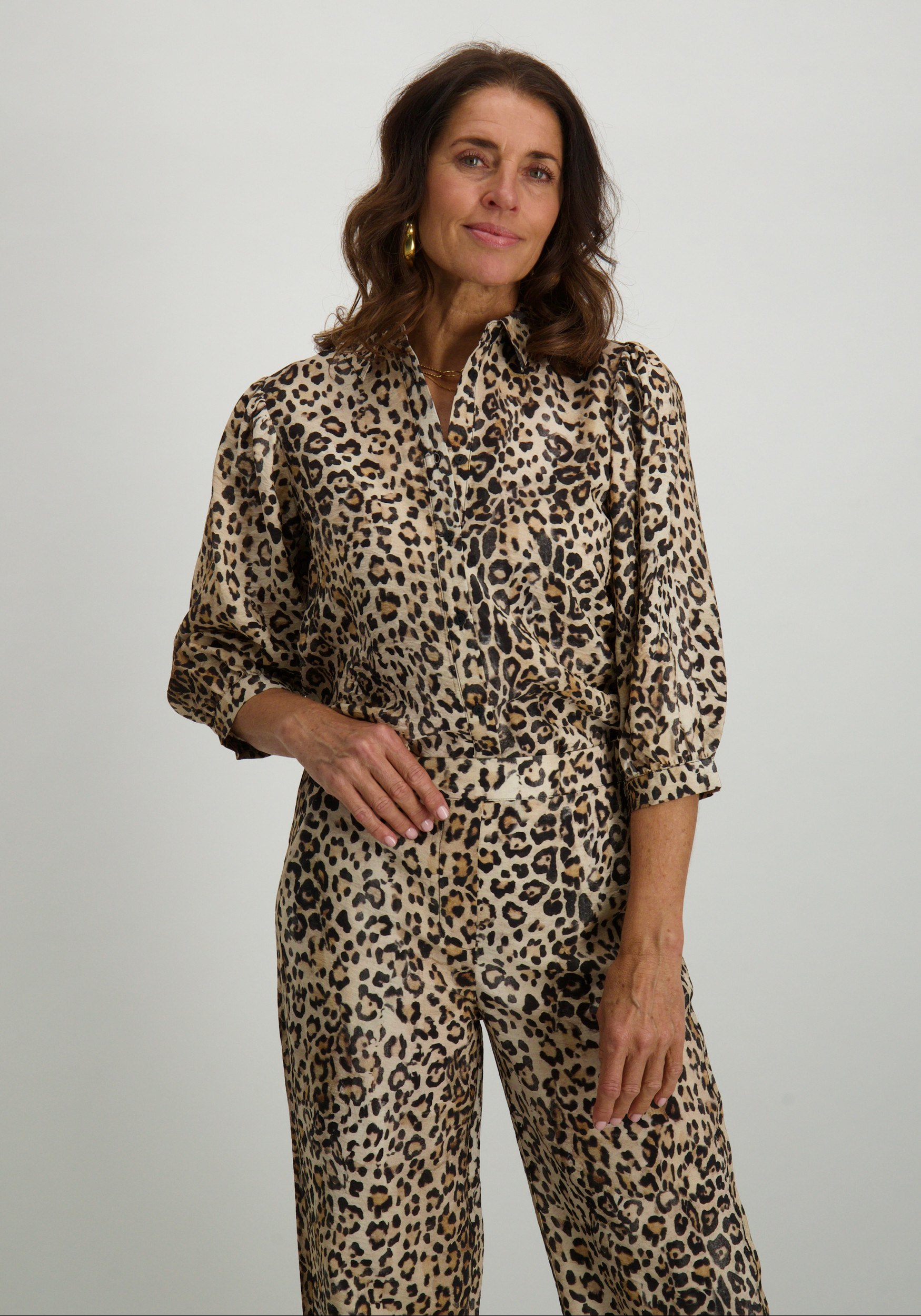 Geisha Blouse panterprint 53237-20 Zand