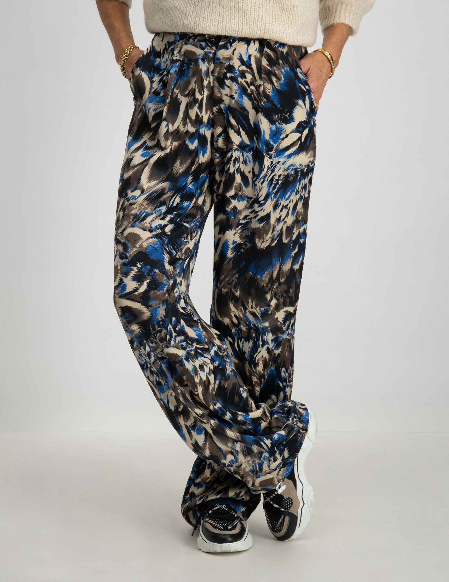 Amaya Amsterdam Broek met print Anna Blauw