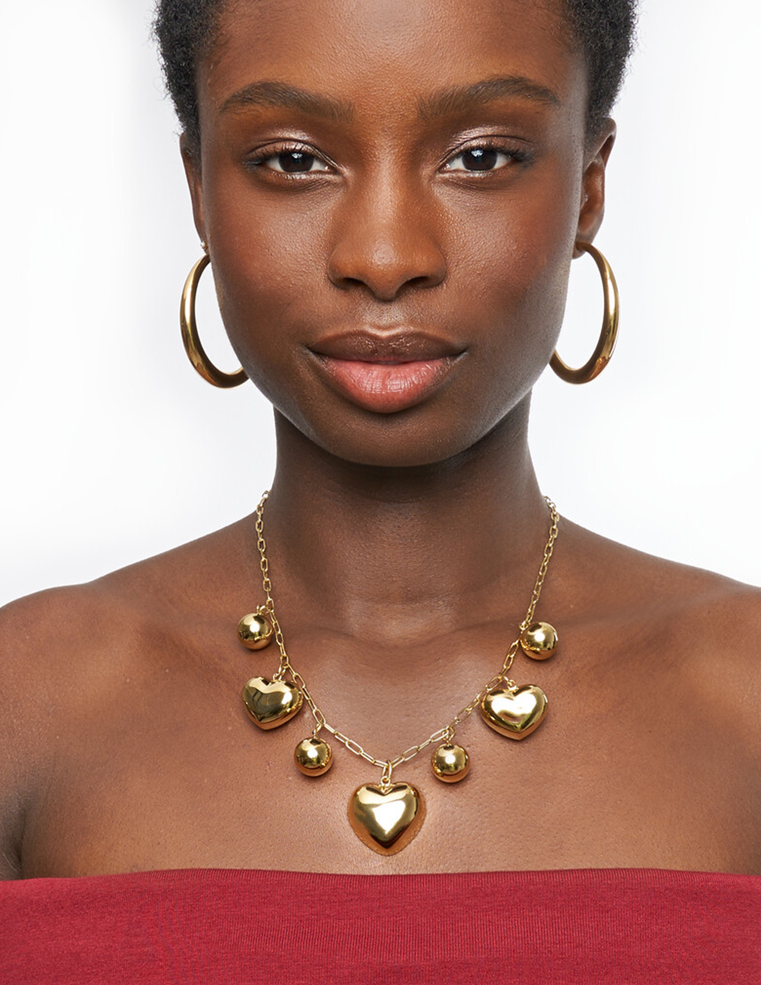 My Jewellery Bold ketting met hartjes en bolletjes MJ14118 Goud