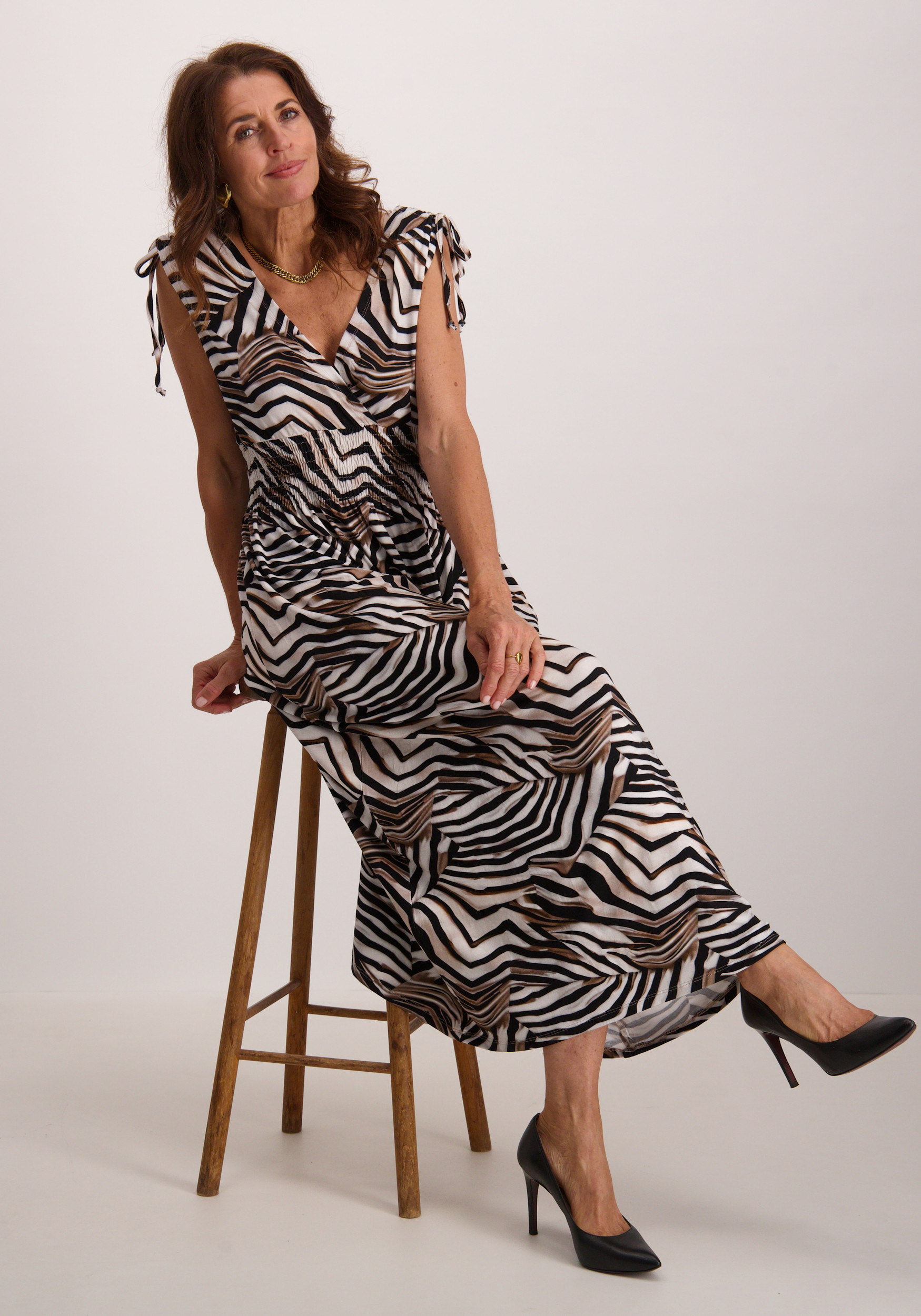 Geisha Lange jurk 57367-60 MILA Zwart/Wit