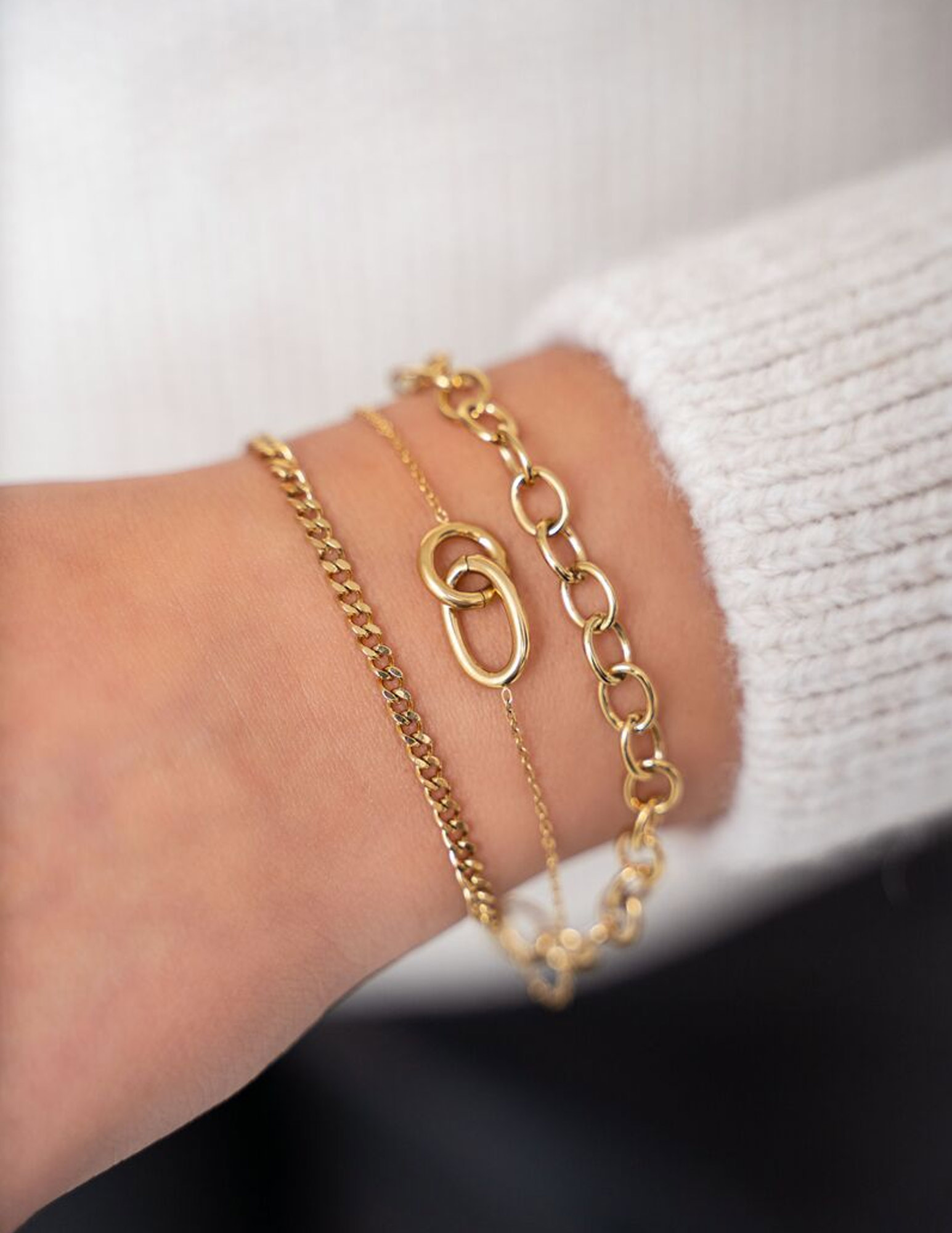 My Jewellery Armband 3 lagen met schakels MJ07698 Zilver