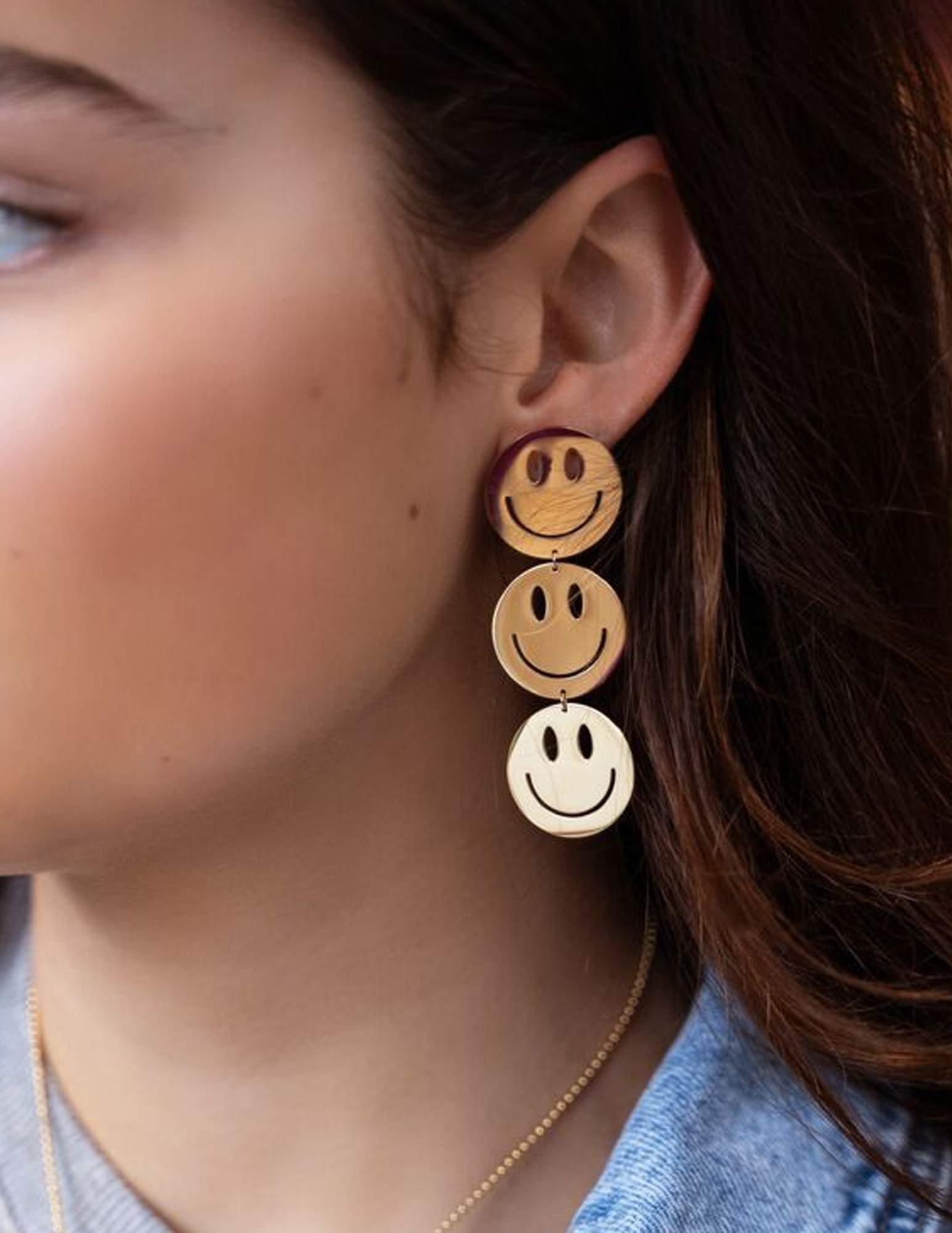 My Jewellery Oorbellen smiley groot MJ10161 Goud