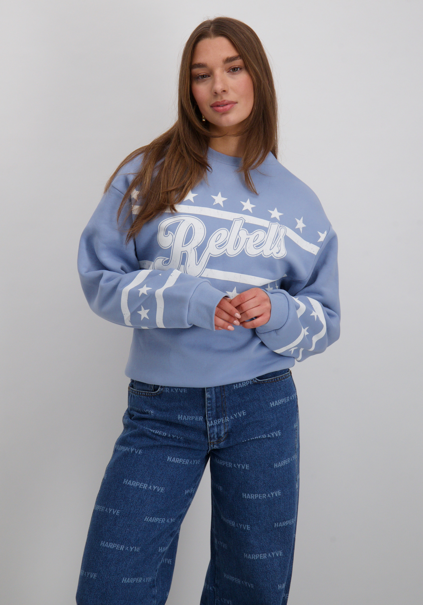 Colourful Rebel Sweater Rebel Stars WS417203 Licht blauw
