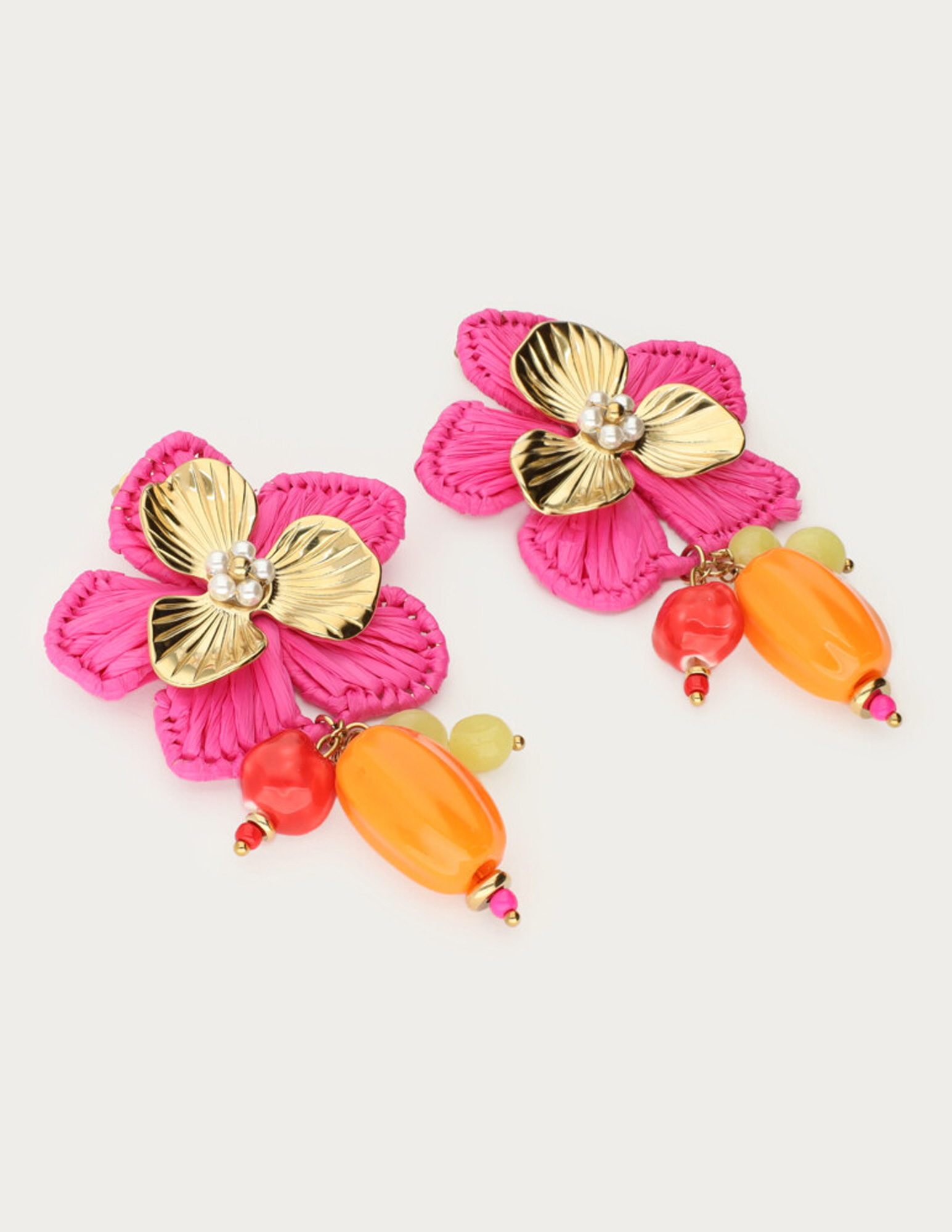 My Jewellery Tropical statement oorhangers roze bloem MJ15622 Goud