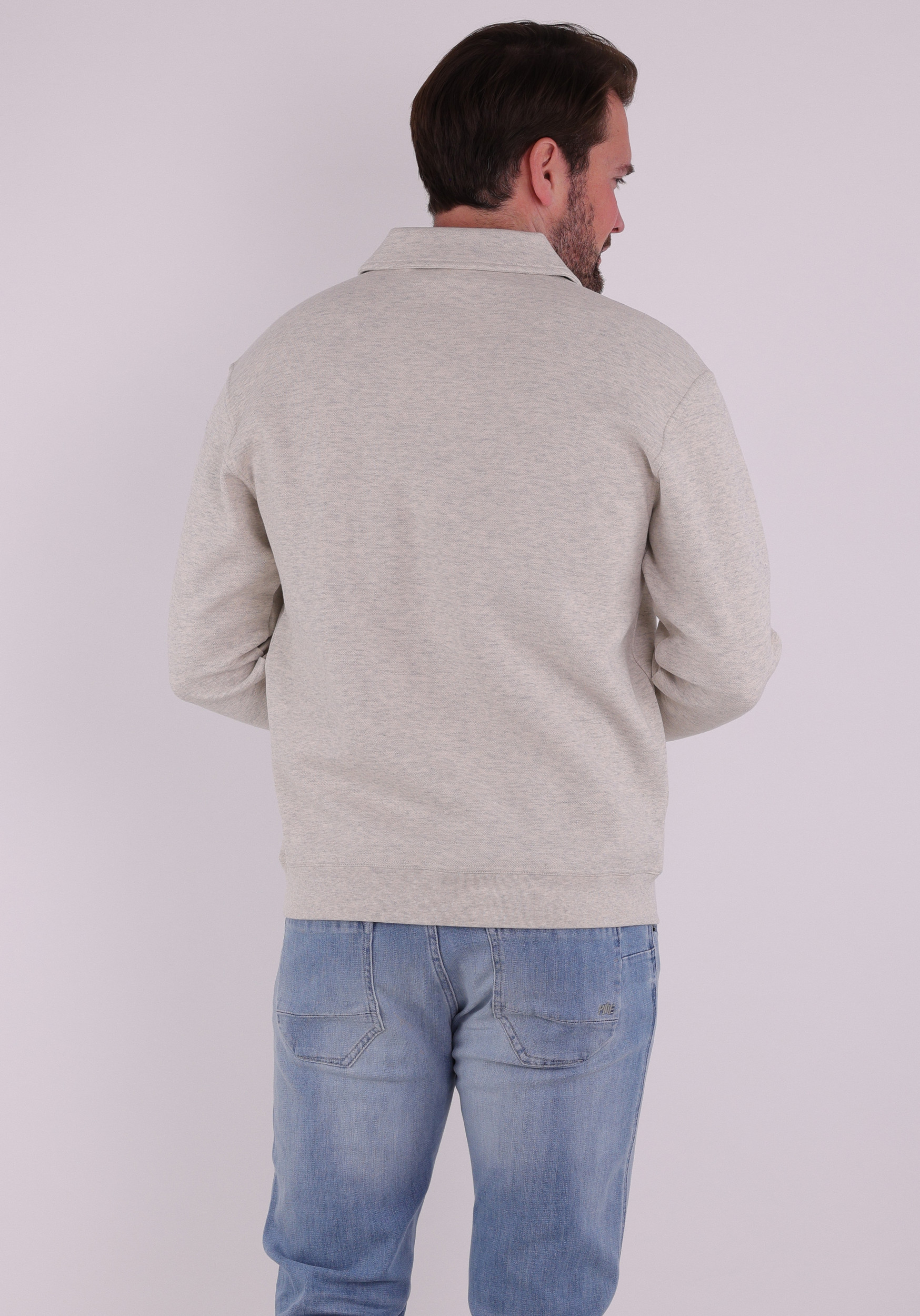 No Excess Sweater met polo kraag 31100104 Licht grijs